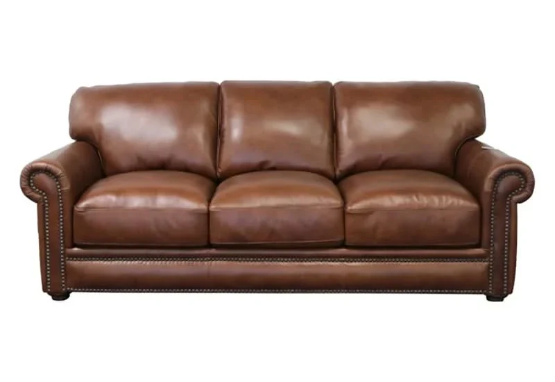 Chadwick Chestnut Top Grain Leather Sofa with Rolled Arms