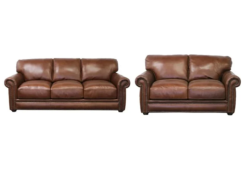 Chadwick Chestnut Top Grain Leather Sofa with Rolled Arms - Image 4