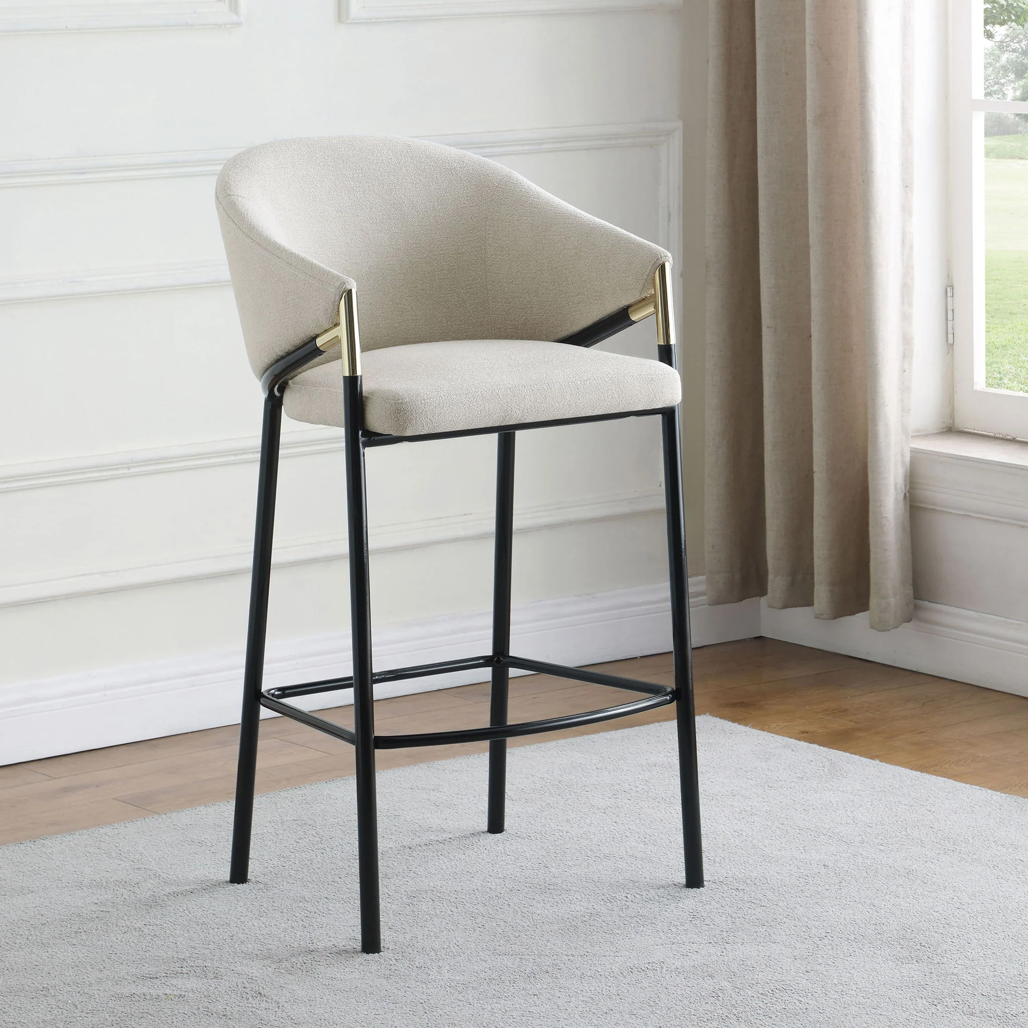 Chadwick Fabric Upholstered Bar Chair Beige (Set of 2) - Image 2