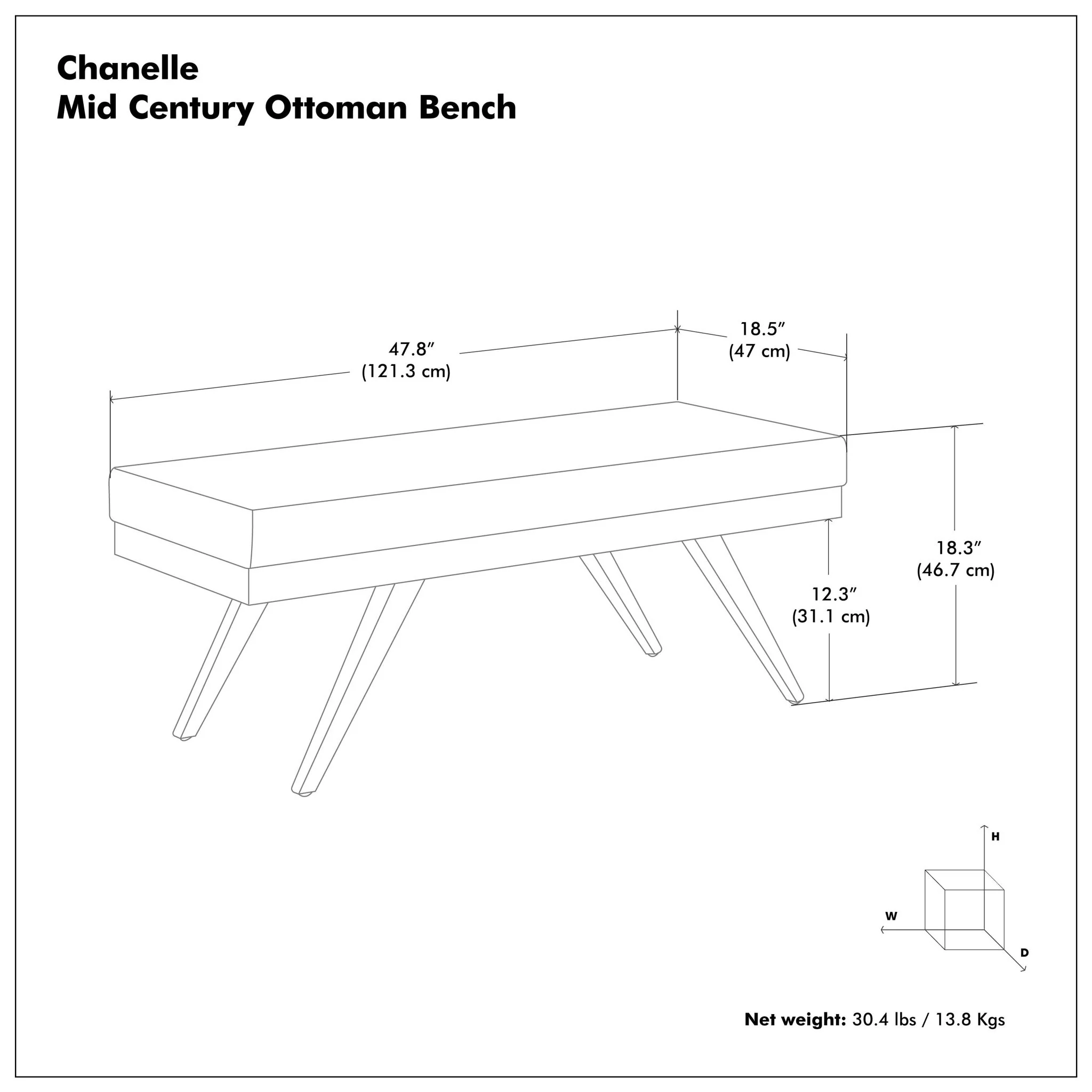 Chanelle - Mid-Century Ottoman Bench - Image 10