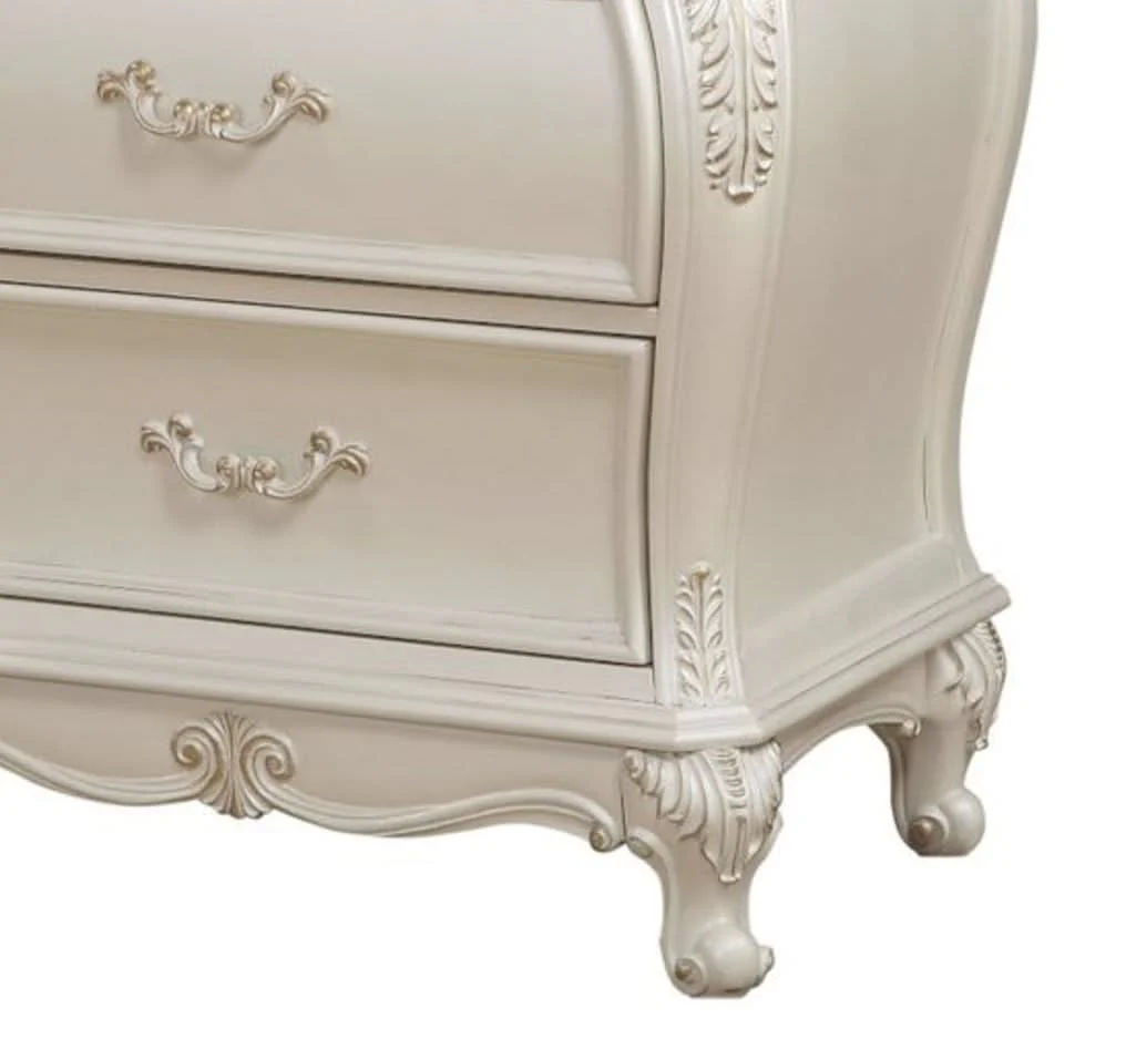 Chantelle - Nightstand With Granite Top - White - Image 2