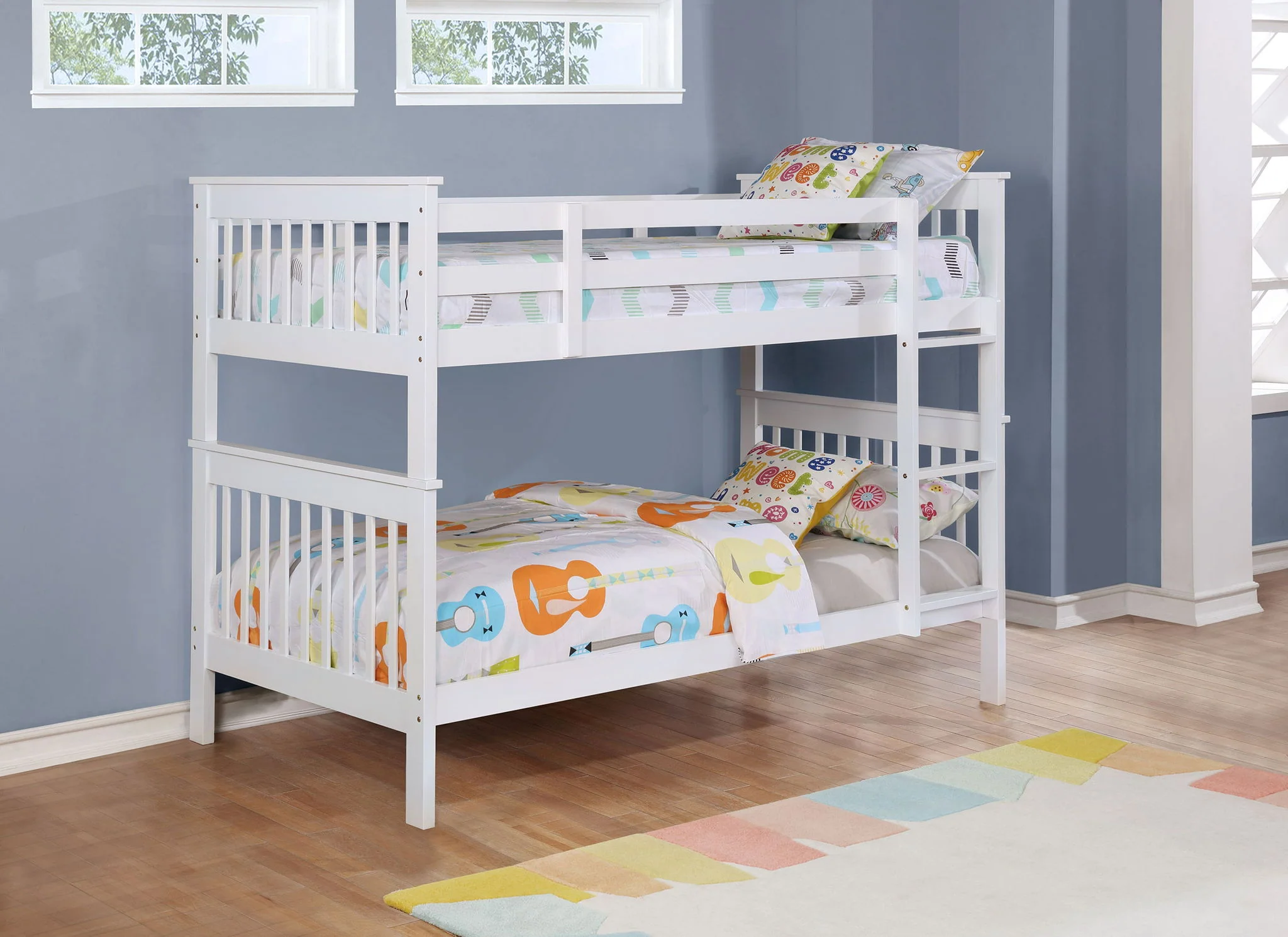 Chapman Wood Twin Over Twin Bunk Bed White - Image 3