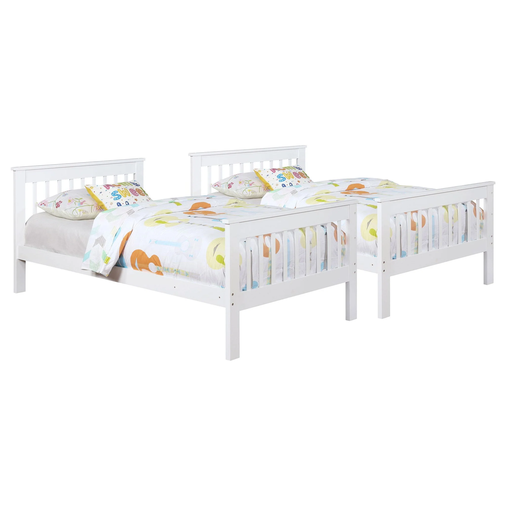 Chapman Wood Twin Over Twin Bunk Bed with Mattress White - Image 2