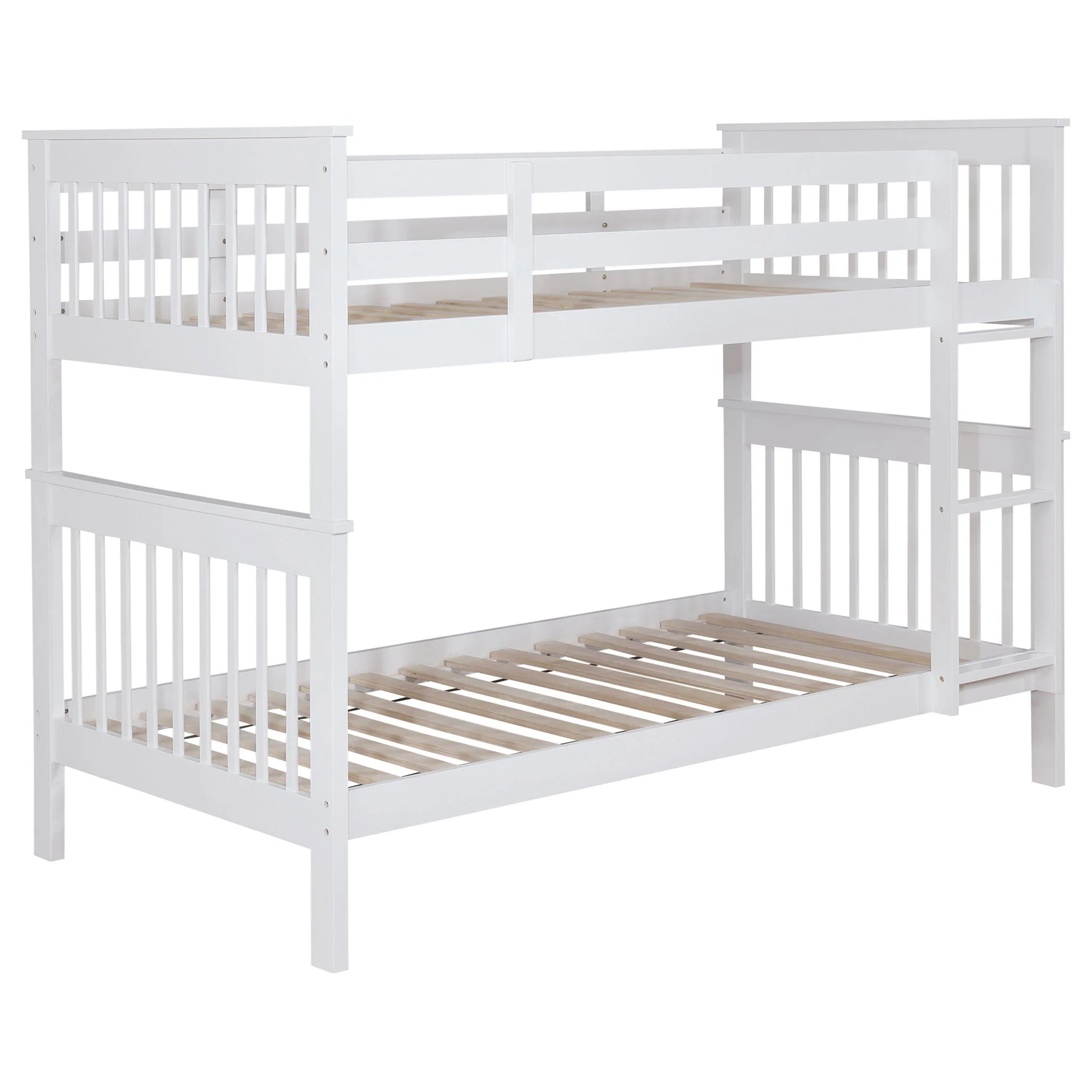 Chapman Wood Twin Over Twin Bunk Bed with Mattress White - Image 4