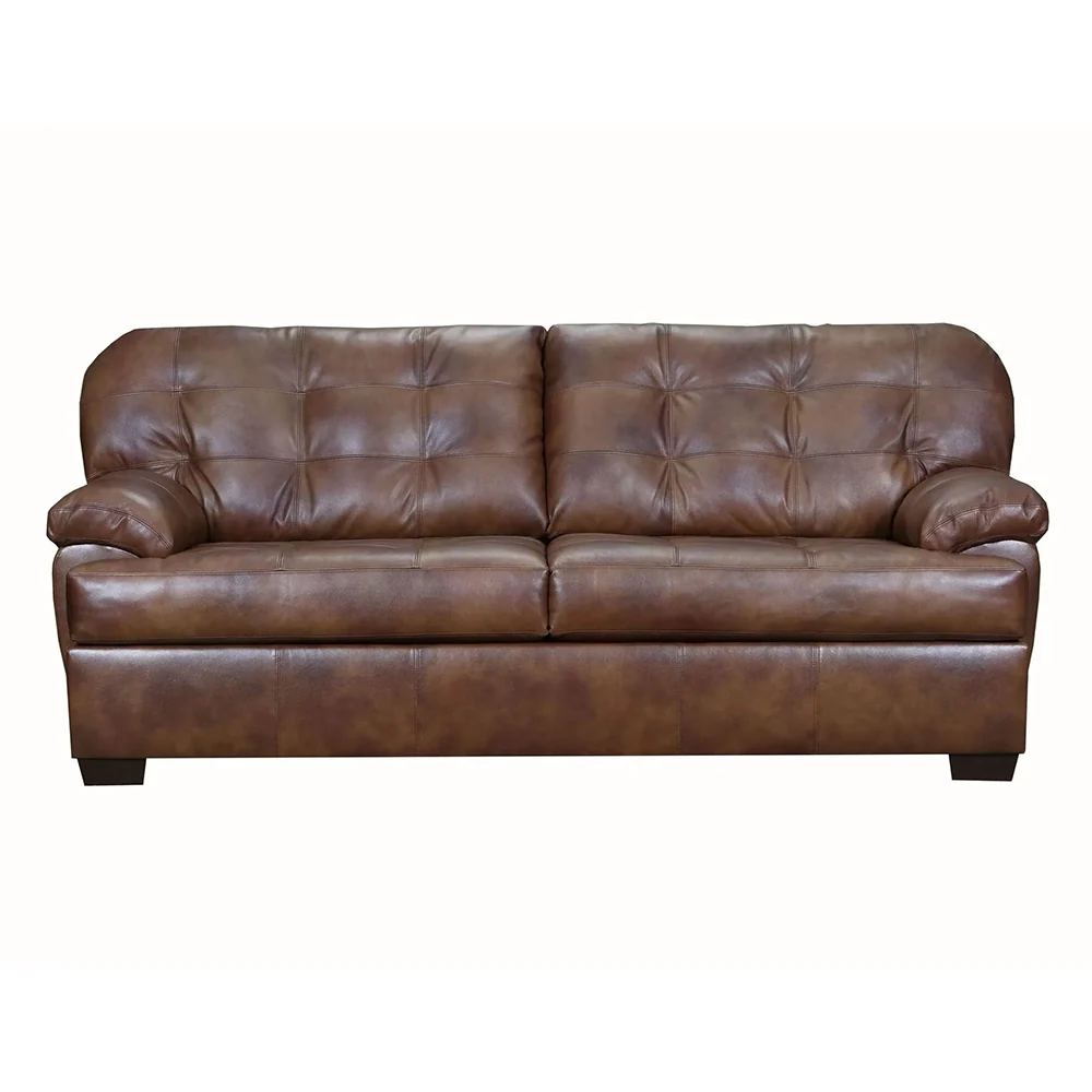 Chaps Brown Rustic Leather Sofa & Loveseat with Button Tufting - Image 5