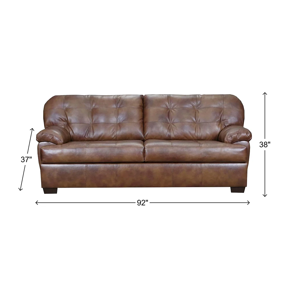Chaps Brown Rustic Leather Sofa & Loveseat with Button Tufting - Image 7