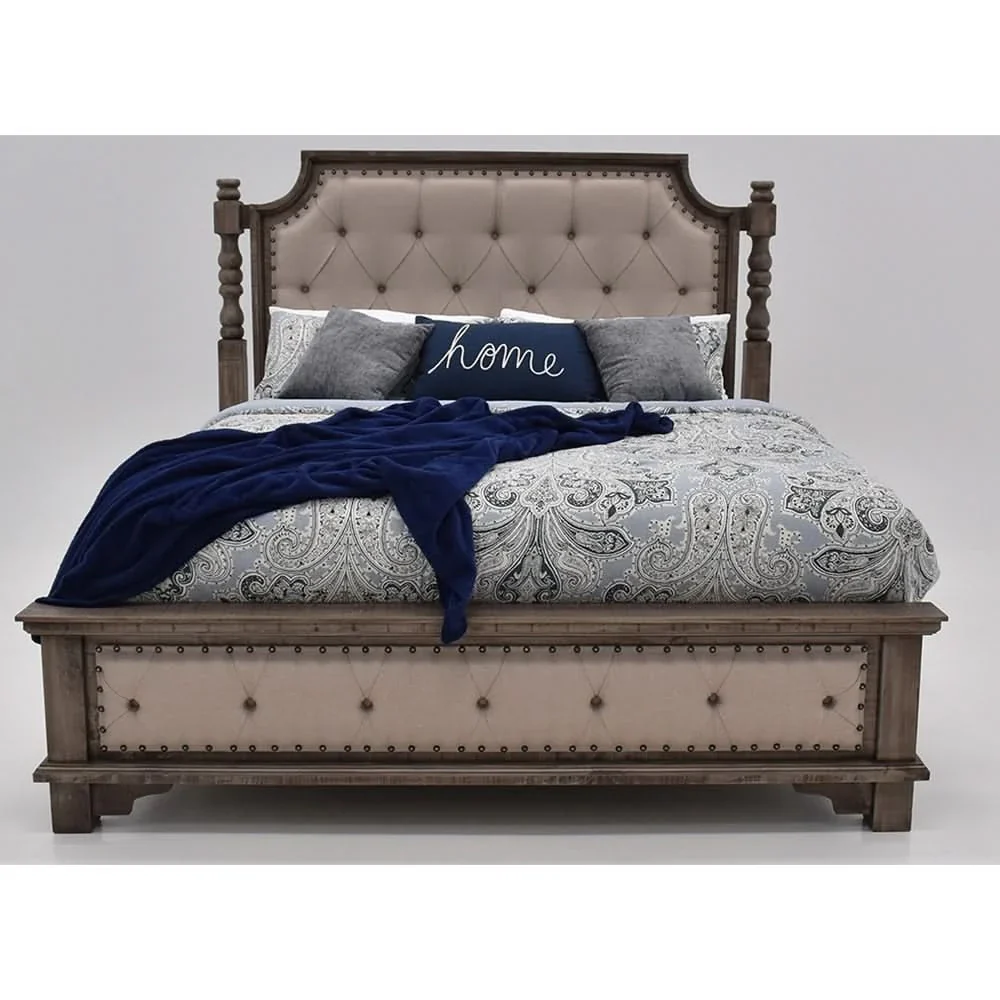 Charleston Gray Bed with Upholstered Panel Design (Queen or King Available)