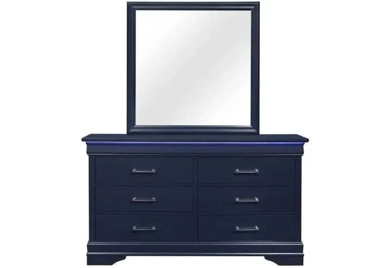 Charlie Blue Dresser with LED Lighting and Modern Acrylic Hardware
