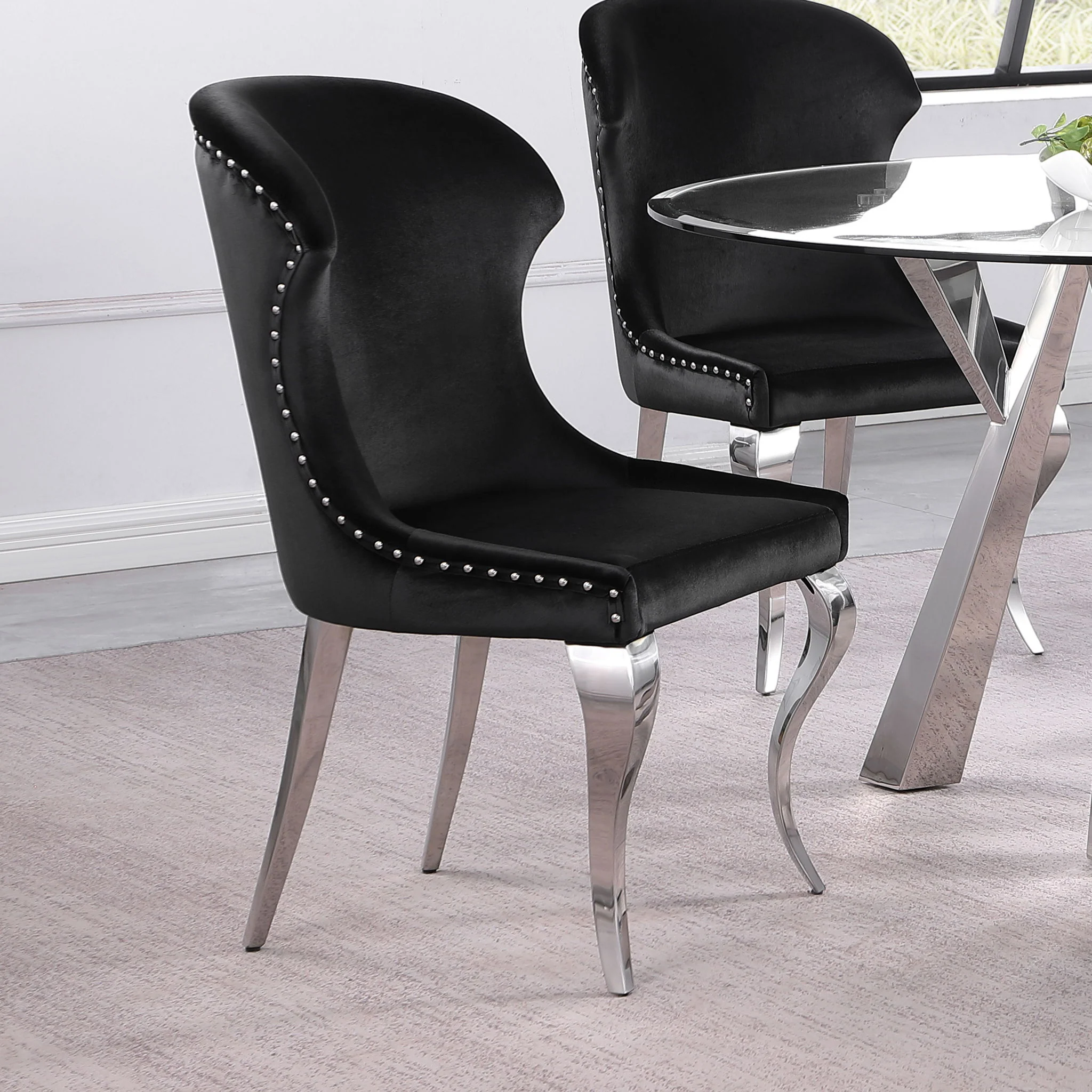 Cheyanne Upholstered Dining Side Chair Black (Set of 2) - Image 4