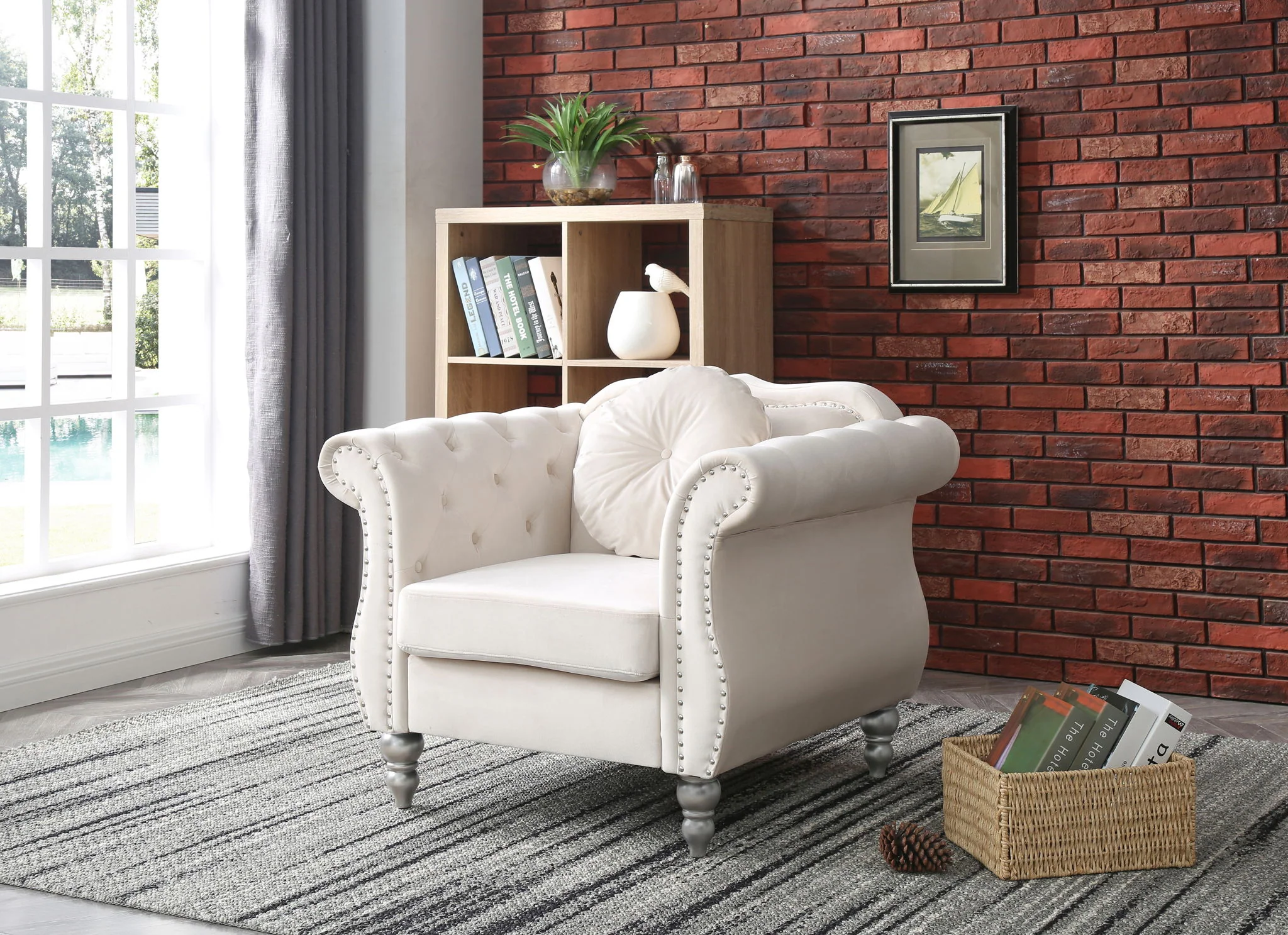 Chic Transitional Flared Arm Chair - Image 2
