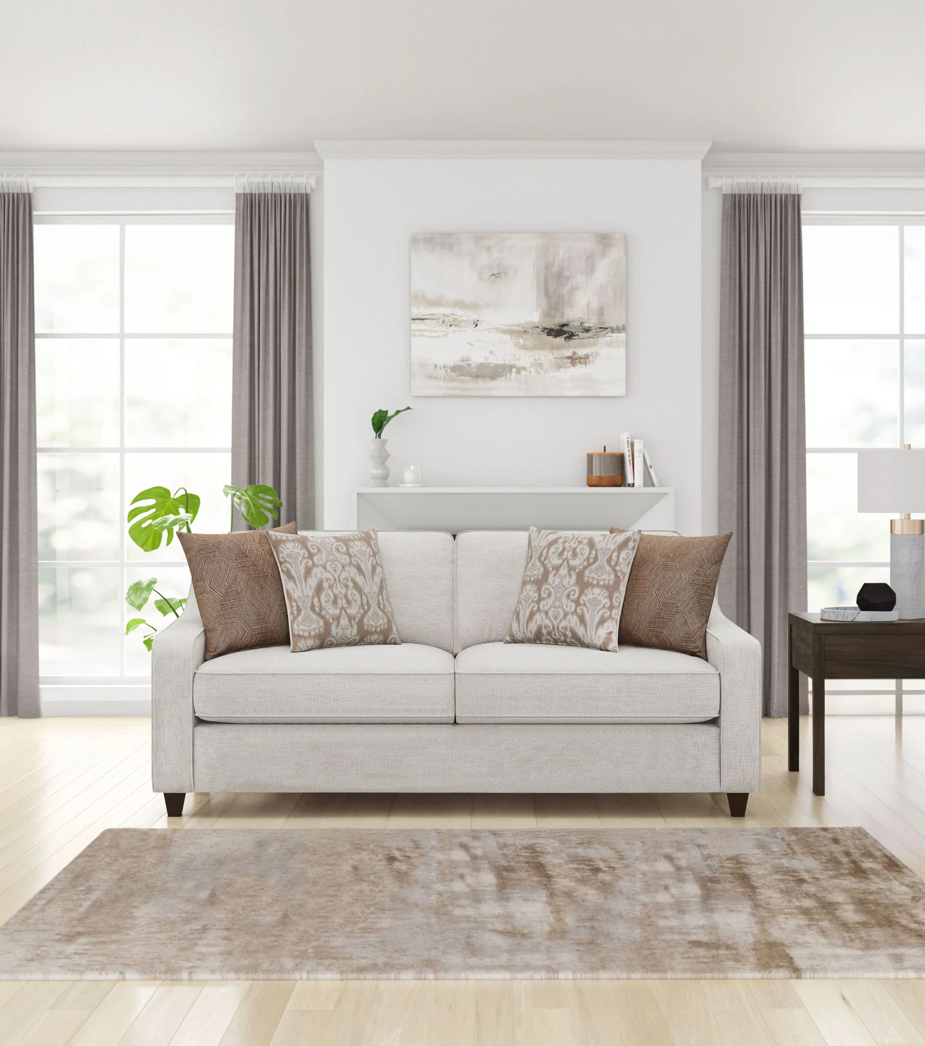 Christine Upholstered Sloped Arm Sofa Beige - Image 3