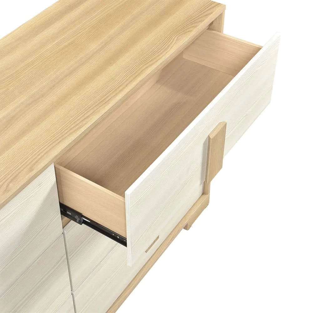 City Avenue Two-Tone Contemporary 6-Drawer Dresser with Natural Wood Grain Finish - Image 4