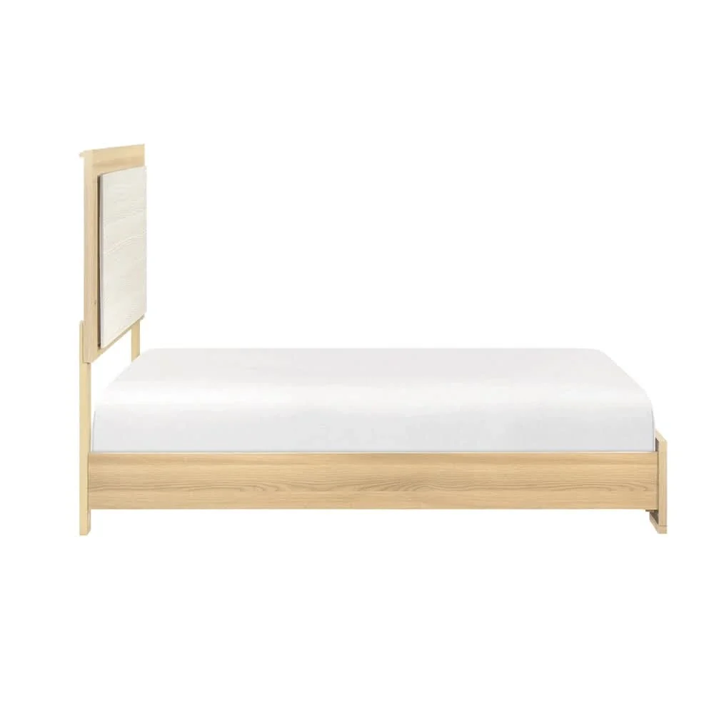City Avenue Two-Tone Contemporary Panel Bed with Natural Wood Grain Finish (Twin/Full/Queen/King) - Image 5