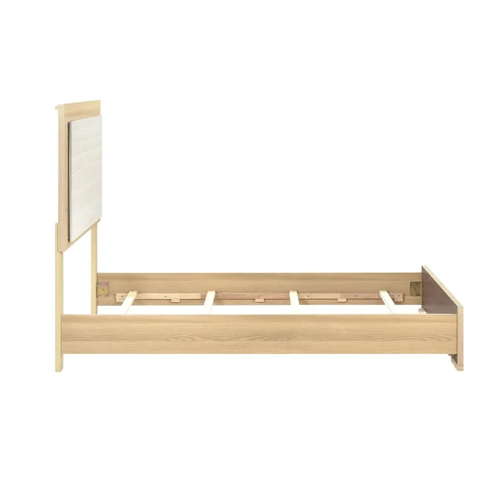City Avenue Two-Tone Contemporary Panel Bed with Natural Wood Grain Finish (Twin/Full/Queen/King) - Image 6