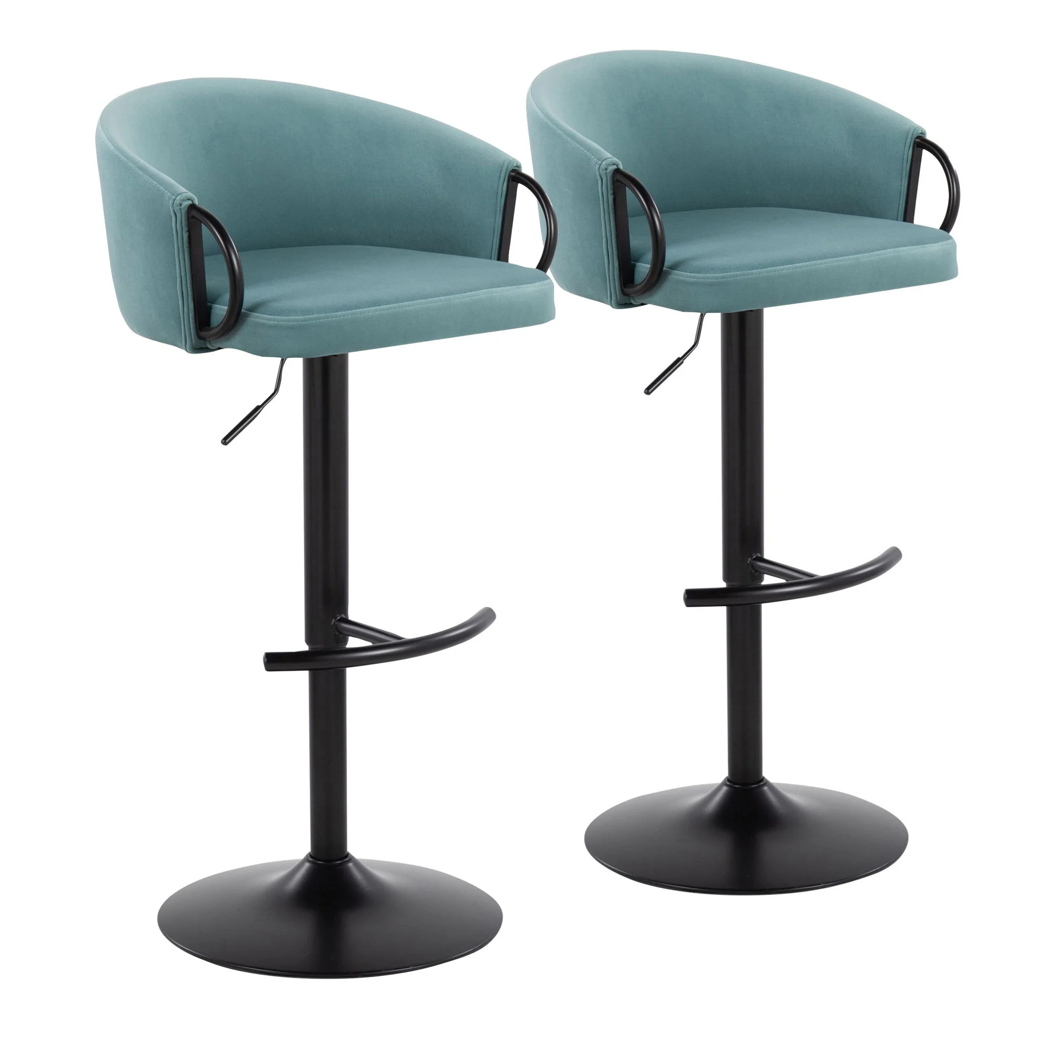 Claire - Contemporary Adjustable Barstool With Swivel With Rounded T Footrest (Set of 2) - Image 3