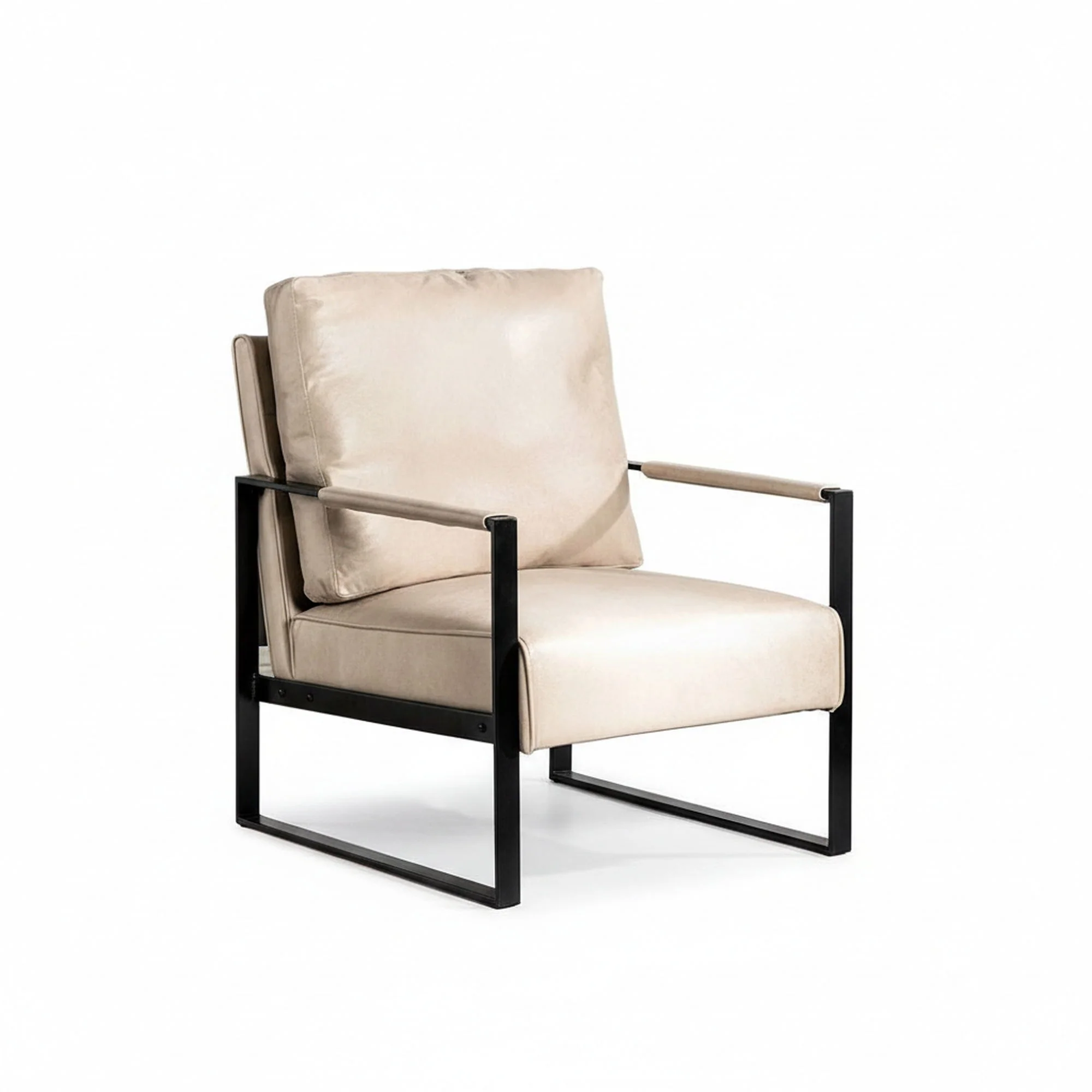 Classic Mid Century Modern Accent Chair With Durable Square Metal Frame, Armchair - Image 5