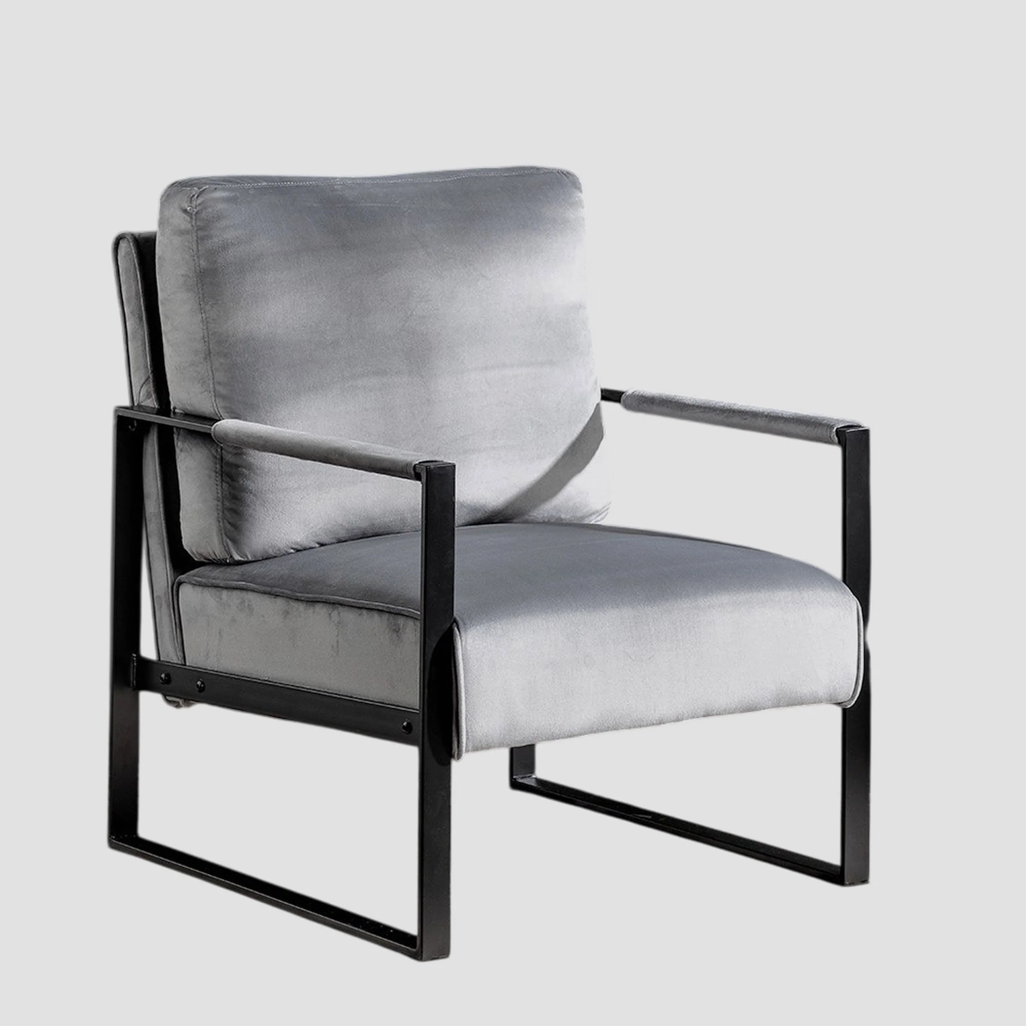 Classic Mid Century Modern Accent Chair With Durable Square Metal Frame, Armchair - Image 6