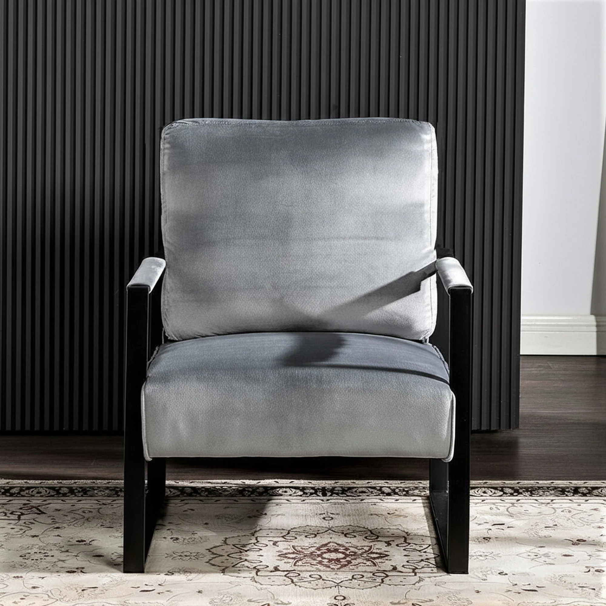 Classic Mid Century Modern Accent Chair With Durable Square Metal Frame, Armchair - Image 9