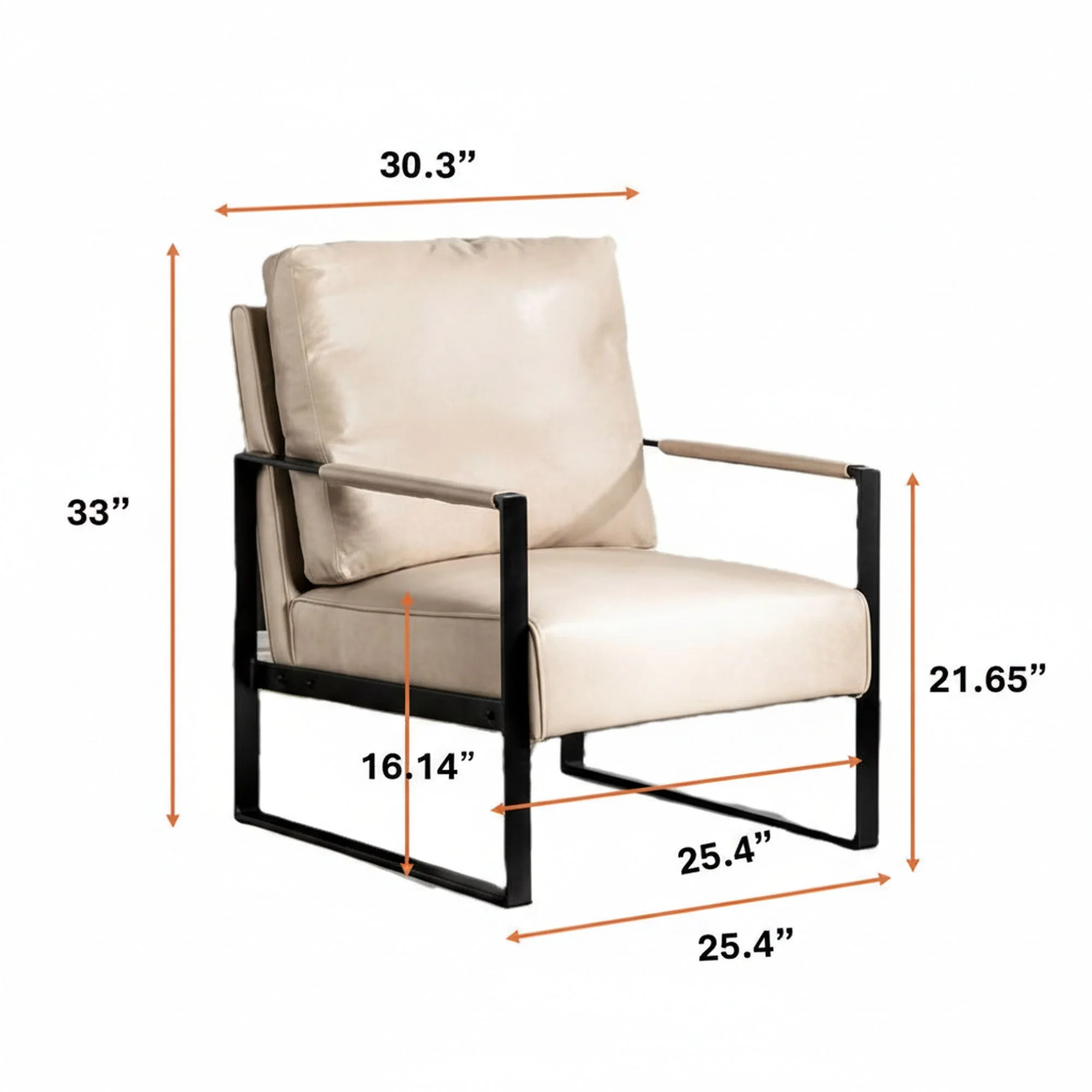 Accent Chair With Durable Square Frame, Armchair For Living Room - Brown - Image 2