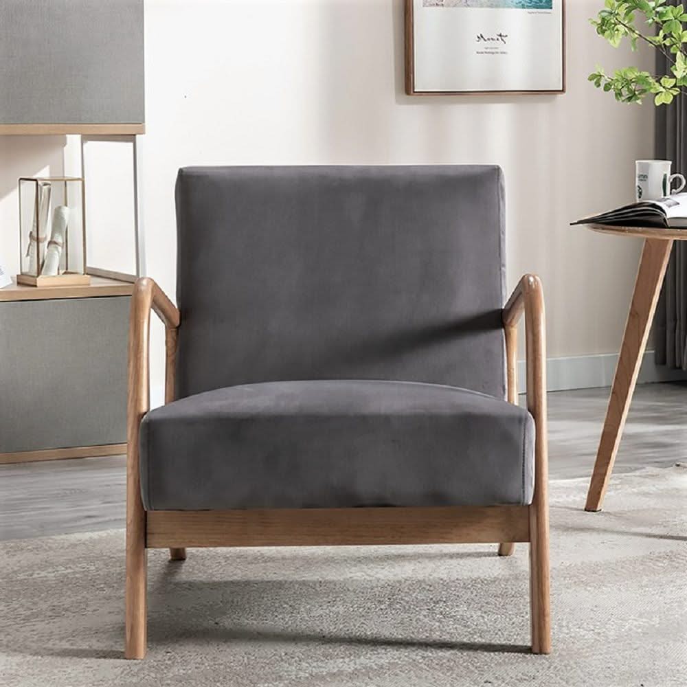 Classic Mid-Century Modern Accent Chairs, Open Framed Armchair With Cushioning - Image 11