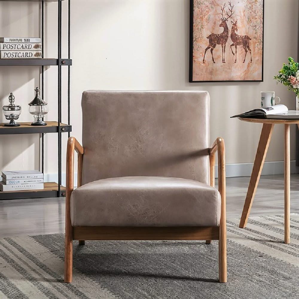 Classic Mid-Century Modern Accent Chairs, Open Framed Armchair With Cushioning - Image 14