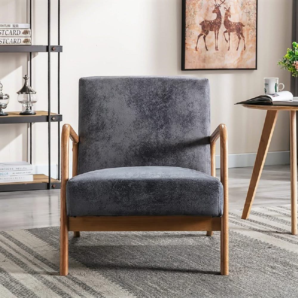 Classic Mid-Century Modern Accent Chairs, Open Framed Armchair With Cushioning - Image 15