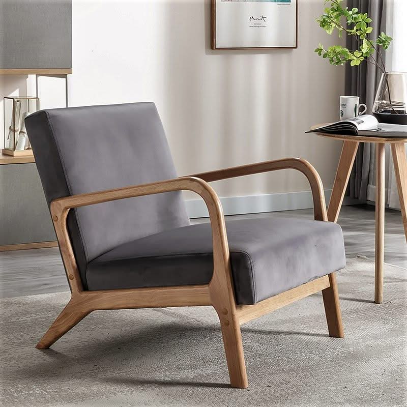 Classic Mid-Century Modern Accent Chairs, Open Framed Armchair With Cushioning - Image 16
