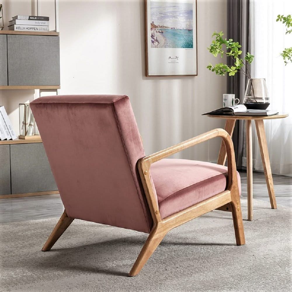 Classic Mid-Century Modern Accent Chairs, Open Framed Armchair With Cushioning - Image 17