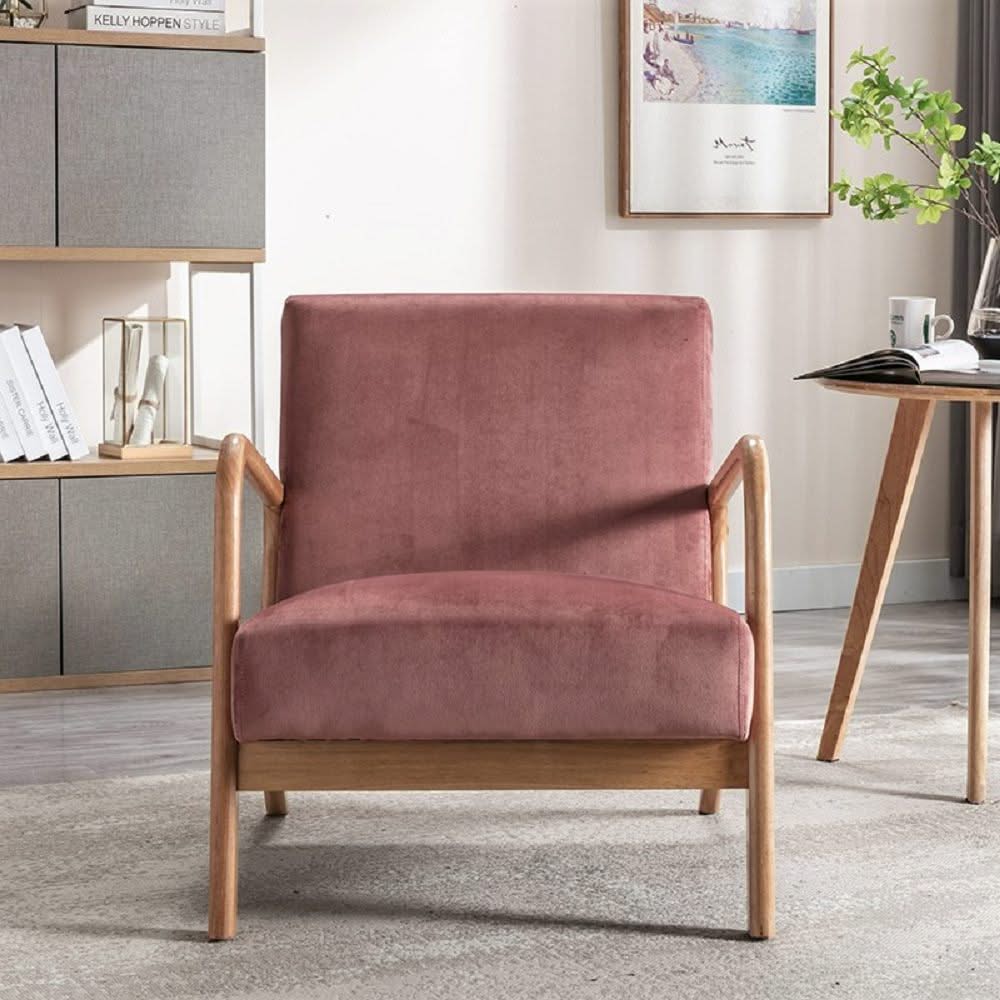 Classic Mid-Century Modern Accent Chairs, Open Framed Armchair With Cushioning - Image 18