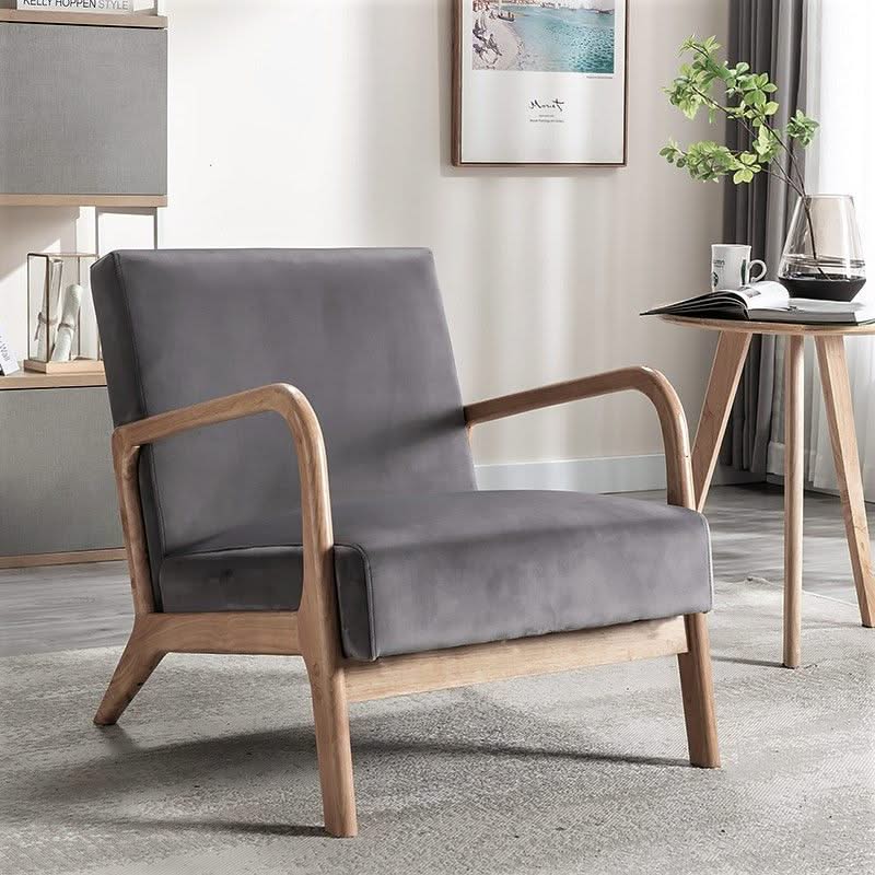 Classic Mid-Century Modern Accent Chairs, Open Framed Armchair With Cushioning - Image 2