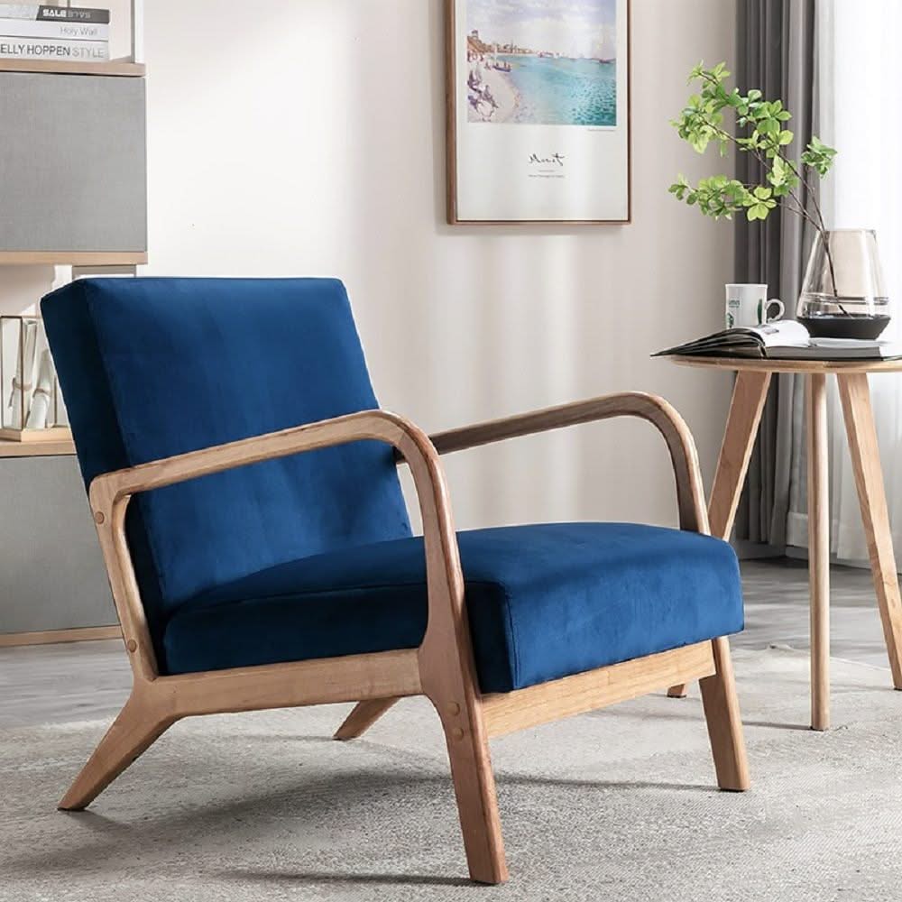 Classic Mid-Century Modern Accent Chairs, Open Framed Armchair With Cushioning - Image 20