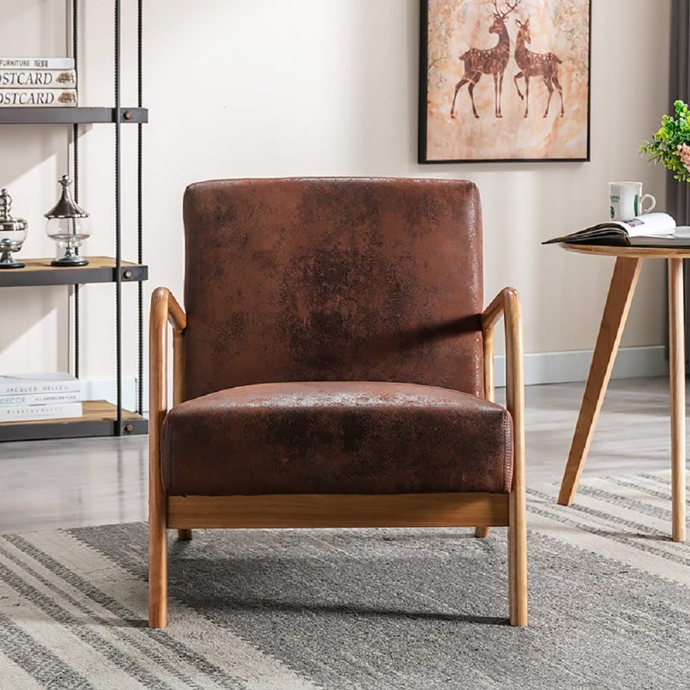 Classic Mid-Century Modern Accent Chairs, Open Framed Armchair With Cushioning - Image 21