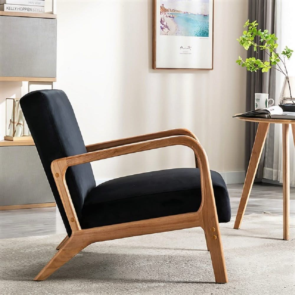 Classic Mid-Century Modern Accent Chairs, Open Framed Armchair With Cushioning - Image 23