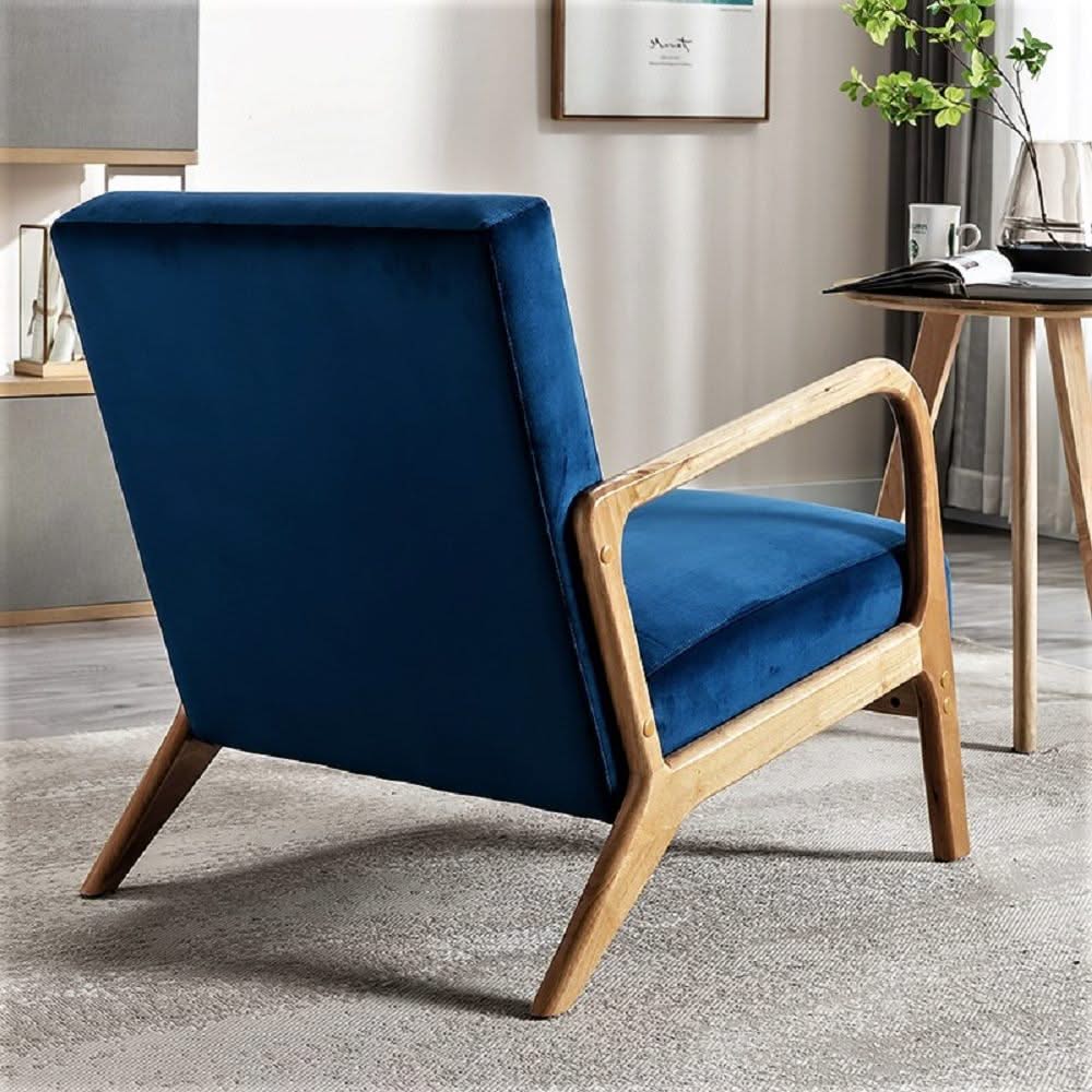 Classic Mid-Century Modern Accent Chairs, Open Framed Armchair With Cushioning - Image 25