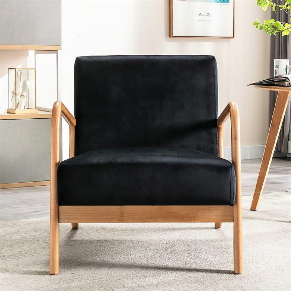 Classic Mid-Century Modern Accent Chairs, Open Framed Armchair With Cushioning - Image 26