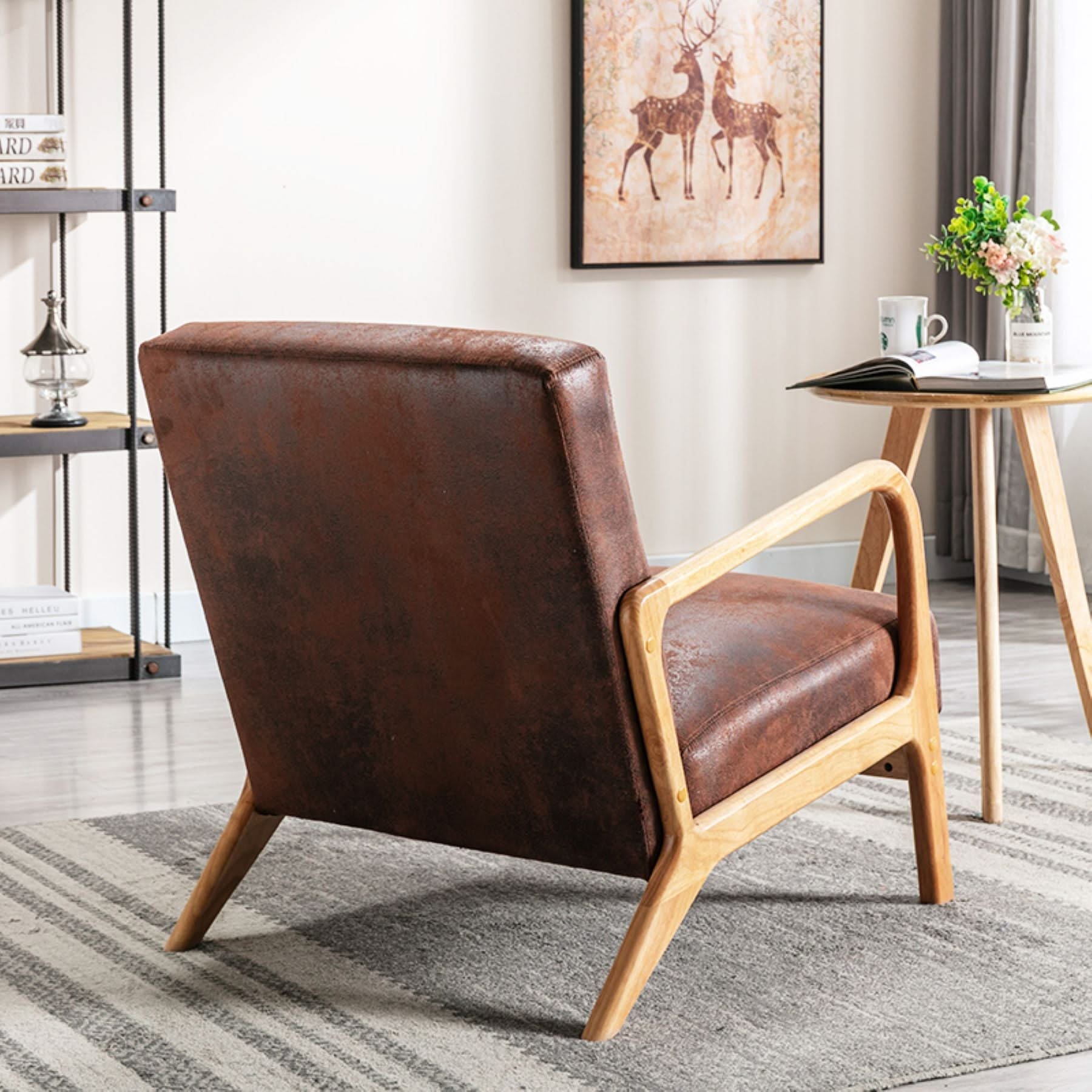 Classic Mid-Century Modern Accent Chairs, Open Framed Armchair With Cushioning - Image 27