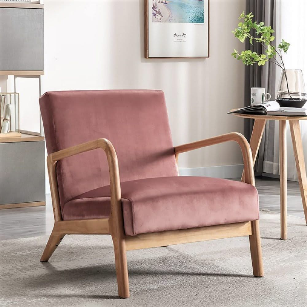 Classic Mid-Century Modern Accent Chairs, Open Framed Armchair With Cushioning - Image 4
