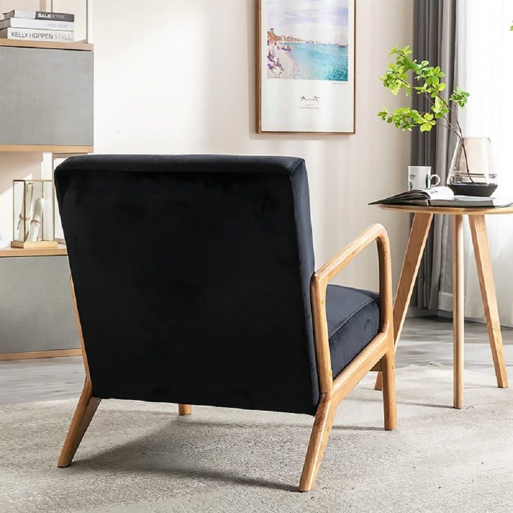 Classic Mid-Century Modern Accent Chairs, Open Framed Armchair With Cushioning - Image 9