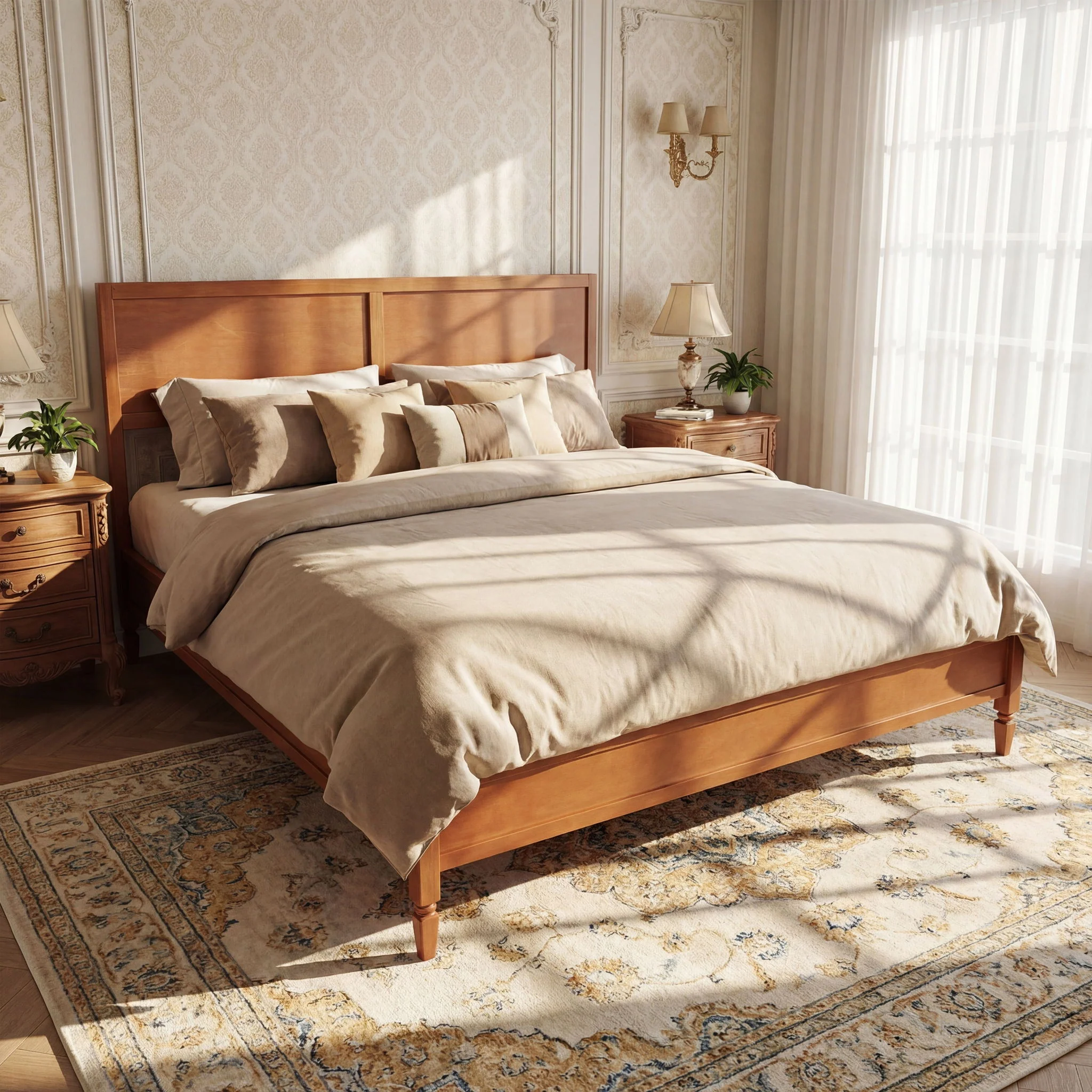 Classic Platform Bed Frame With Panel Headboard - Image 7