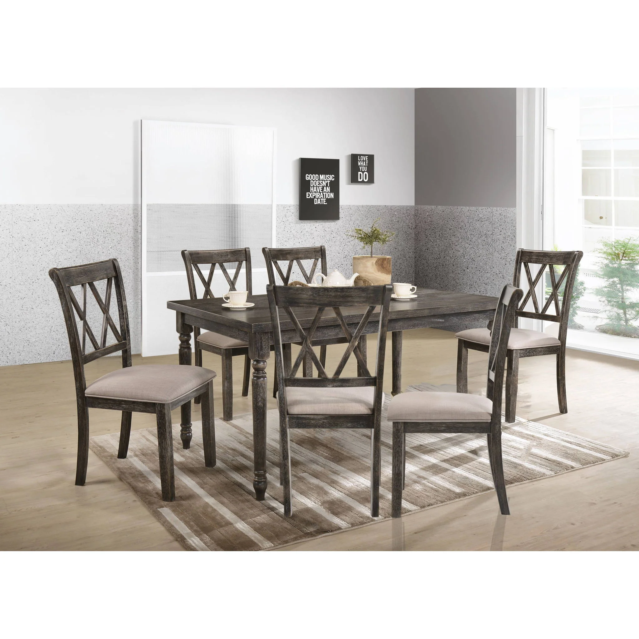 Claudia II - Weathered 7 Pieces Dining Room Set - Gray - Image 3