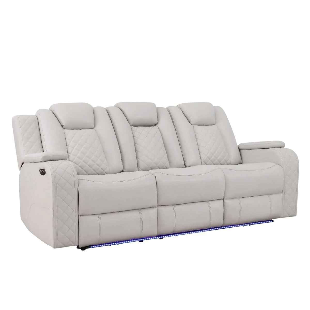 Cleo Black or Dove Contemporary Power Reclining Sofa with Power Headrests LED Lights and Dropdown Table - Image 5
