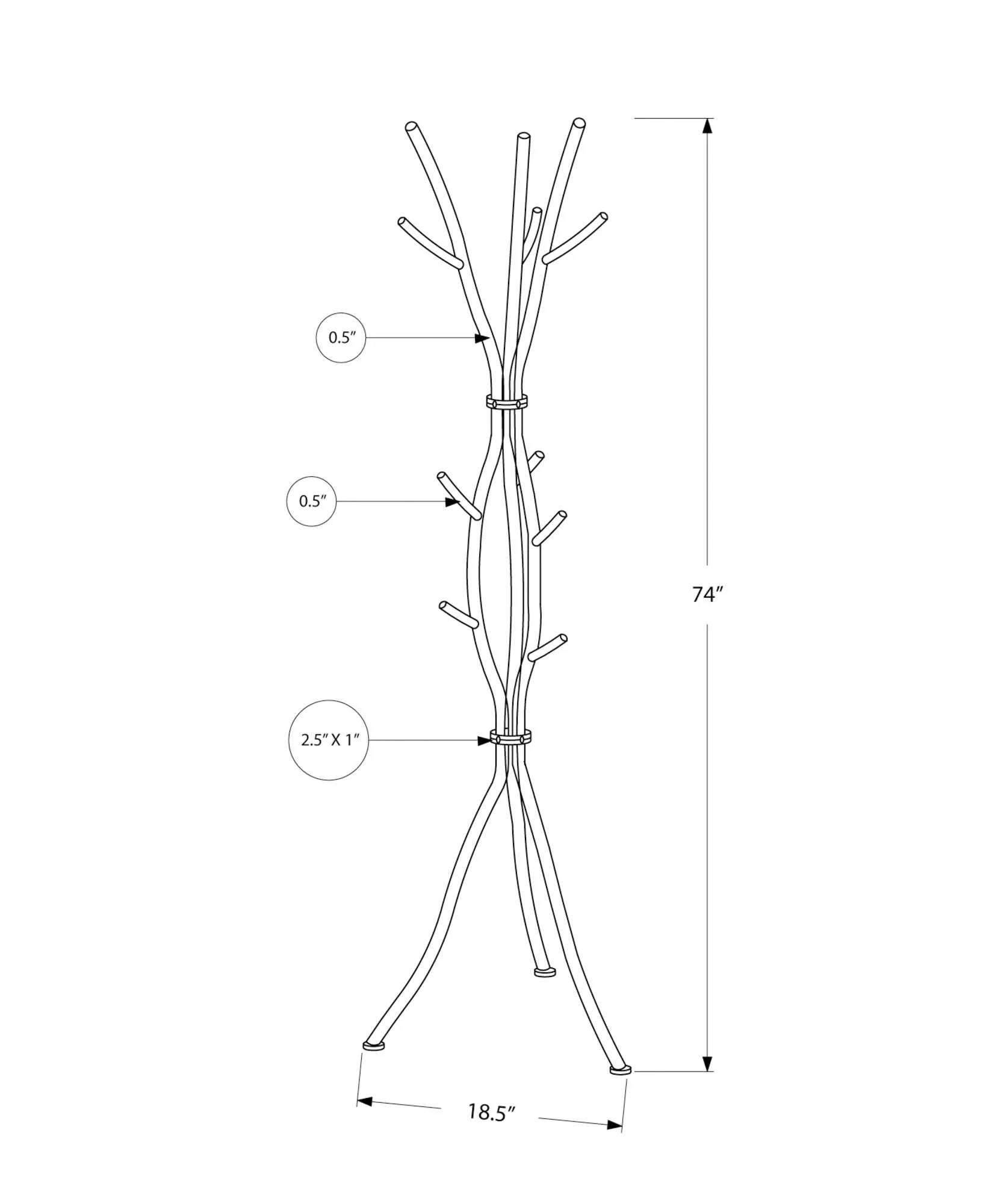 Coat Rack, Hall Tree, Free Standing, 11 Hooks, Entryway, Contemporary & Modern - Image 4