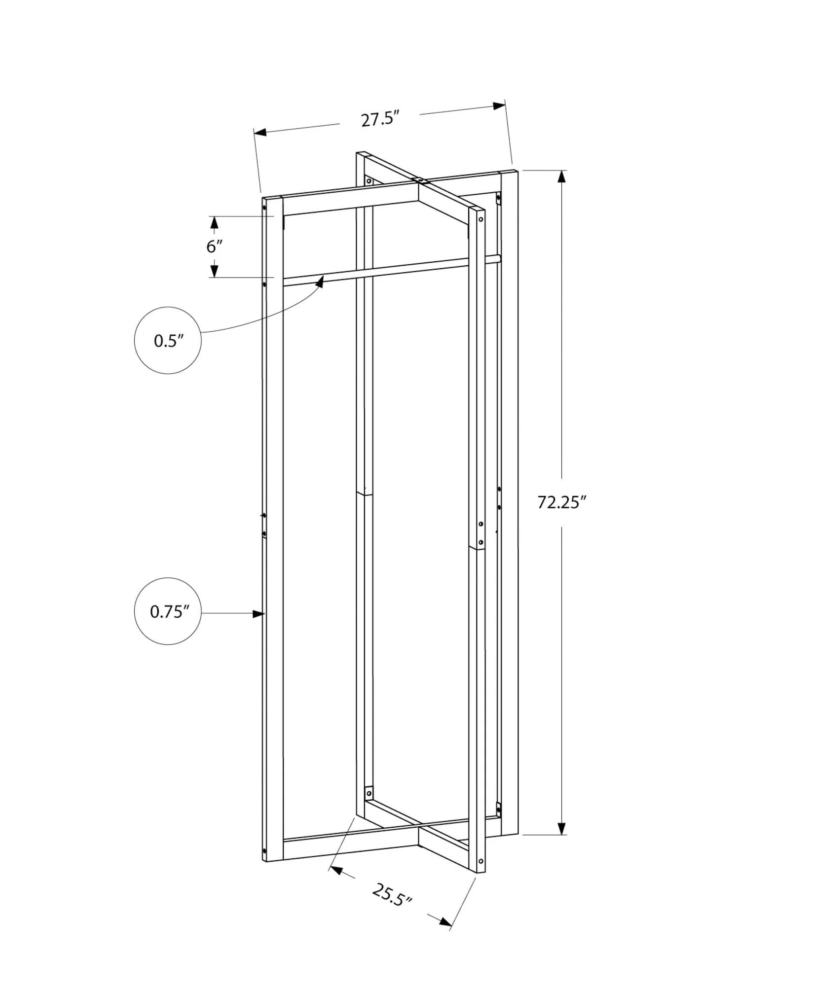 Coat Rack, Hall Tree, Free Standing, Hanging Bar, Entryway, For Contemporary & Modern - White - Image 2