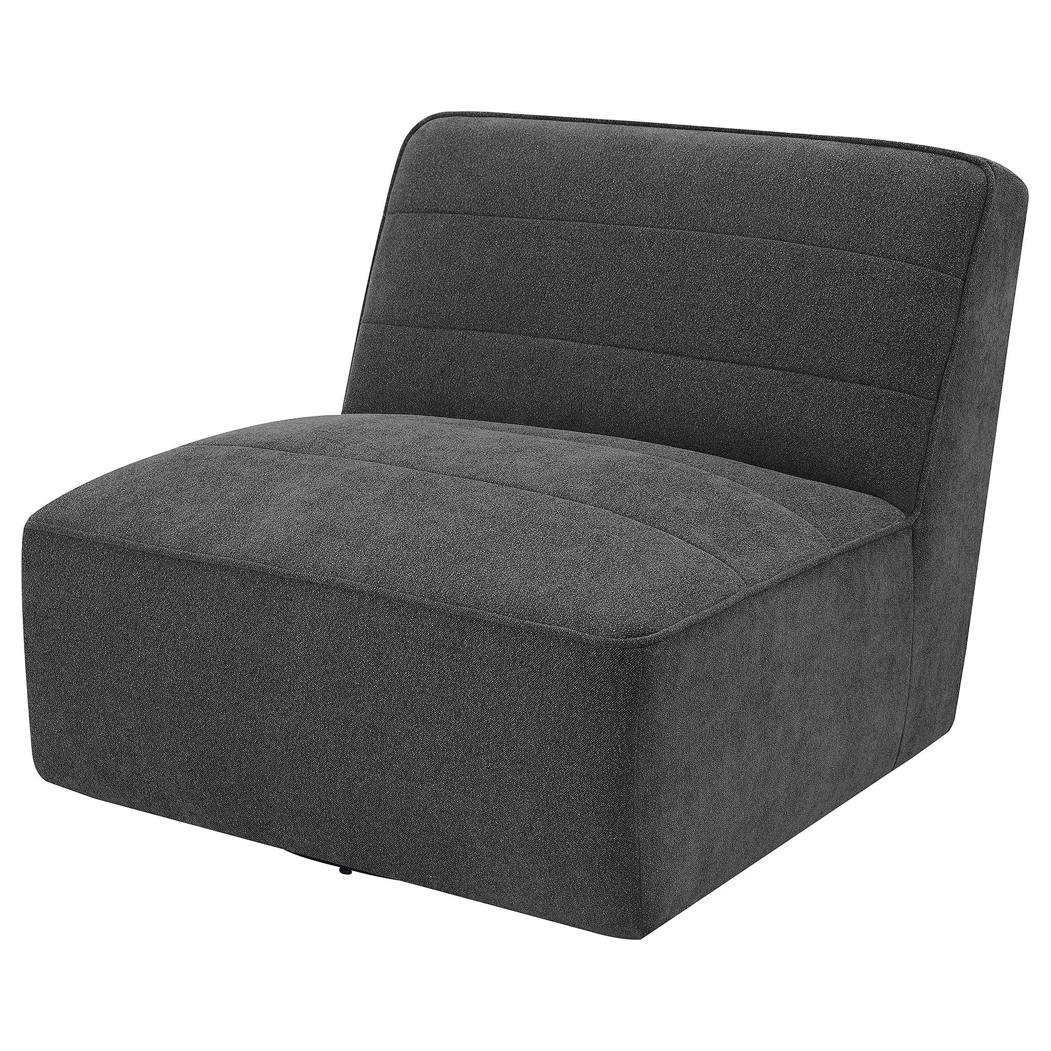 Cobie Upholstered Armless Swivel Chair Dark Charcoal - Image 4
