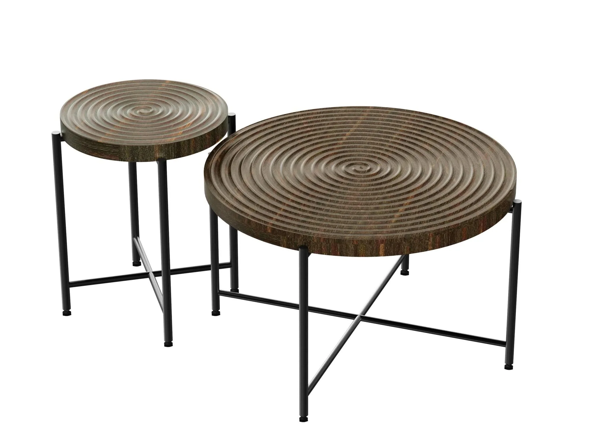 Coffee And End Table Set Waterproof Cover, Distressed Cylindrical Design, Legs Classic Rustic Charm (Set of 2) - Image 5