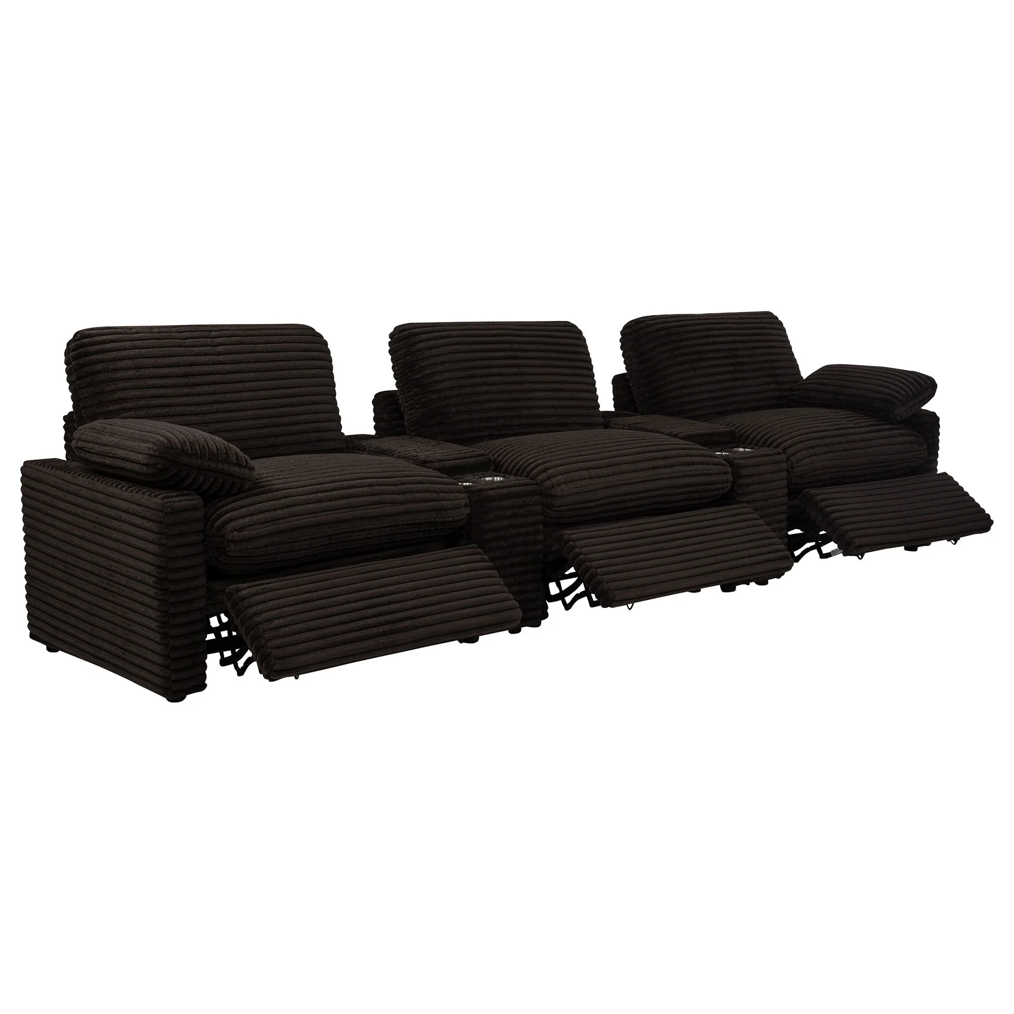 Collins 5-Piece Power Reclining Home Theater Seating Chocolate Brown - Image 4