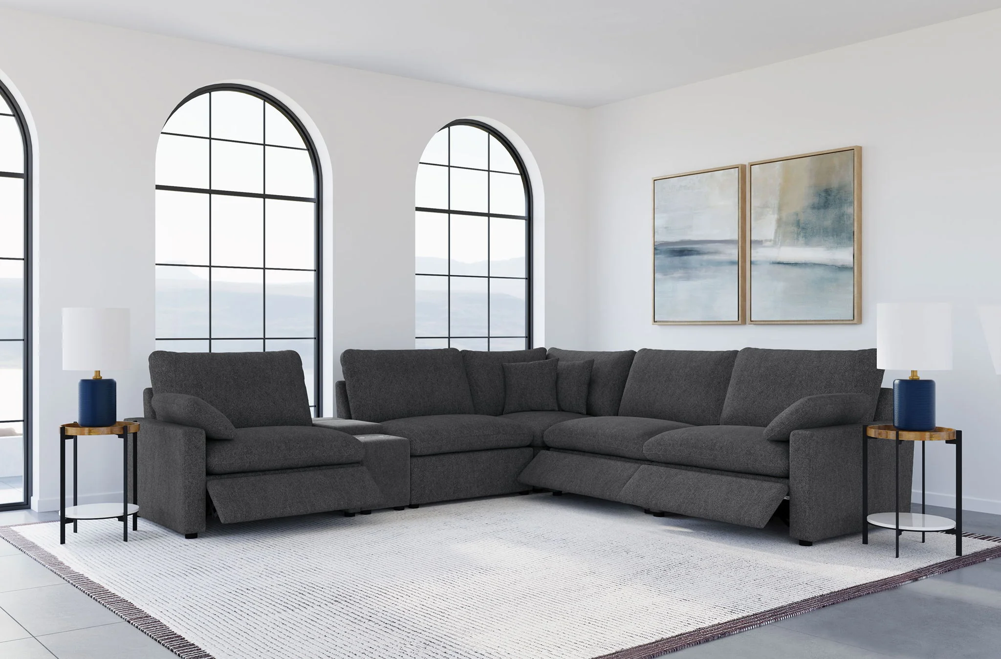Collins 6-piece Modular Power Reclining Sectional Dark Grey - Image 3