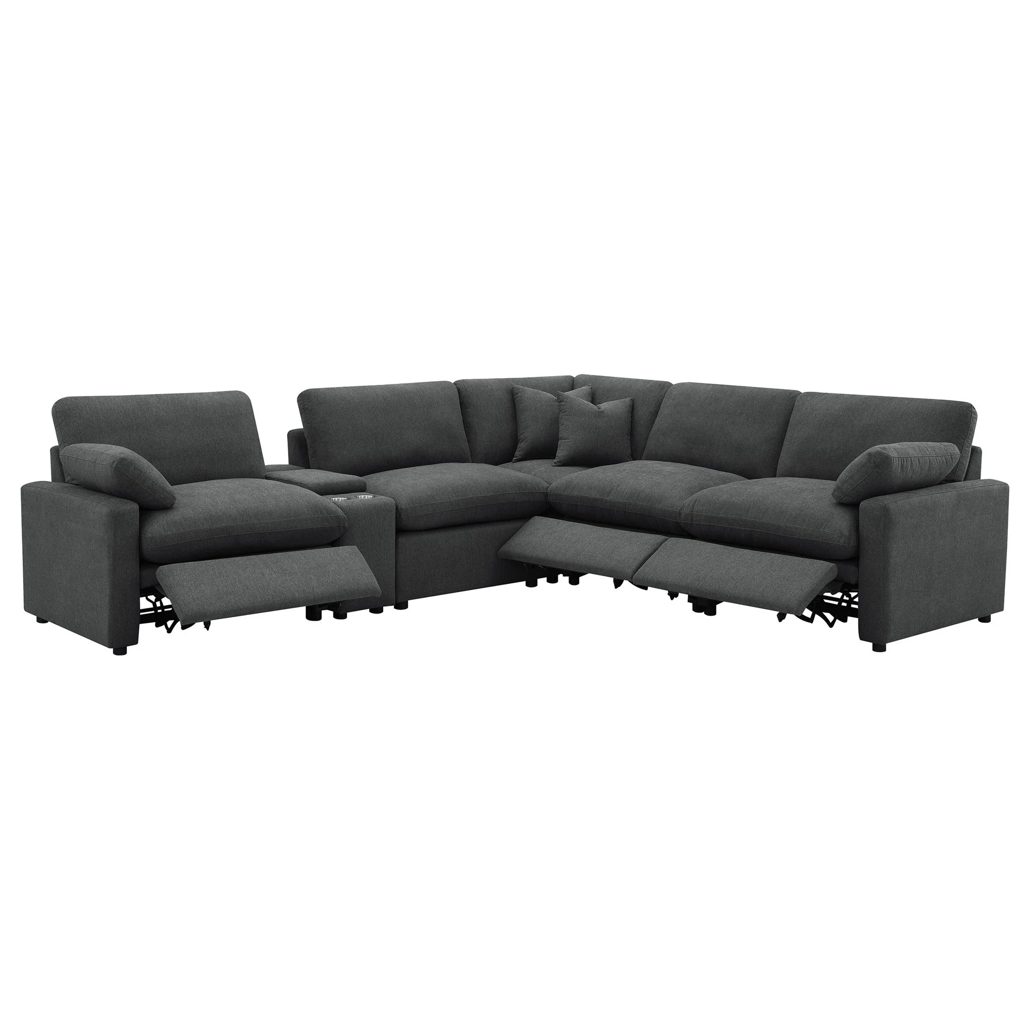 Collins 6-piece Modular Power Reclining Sectional Dark Grey - Image 4