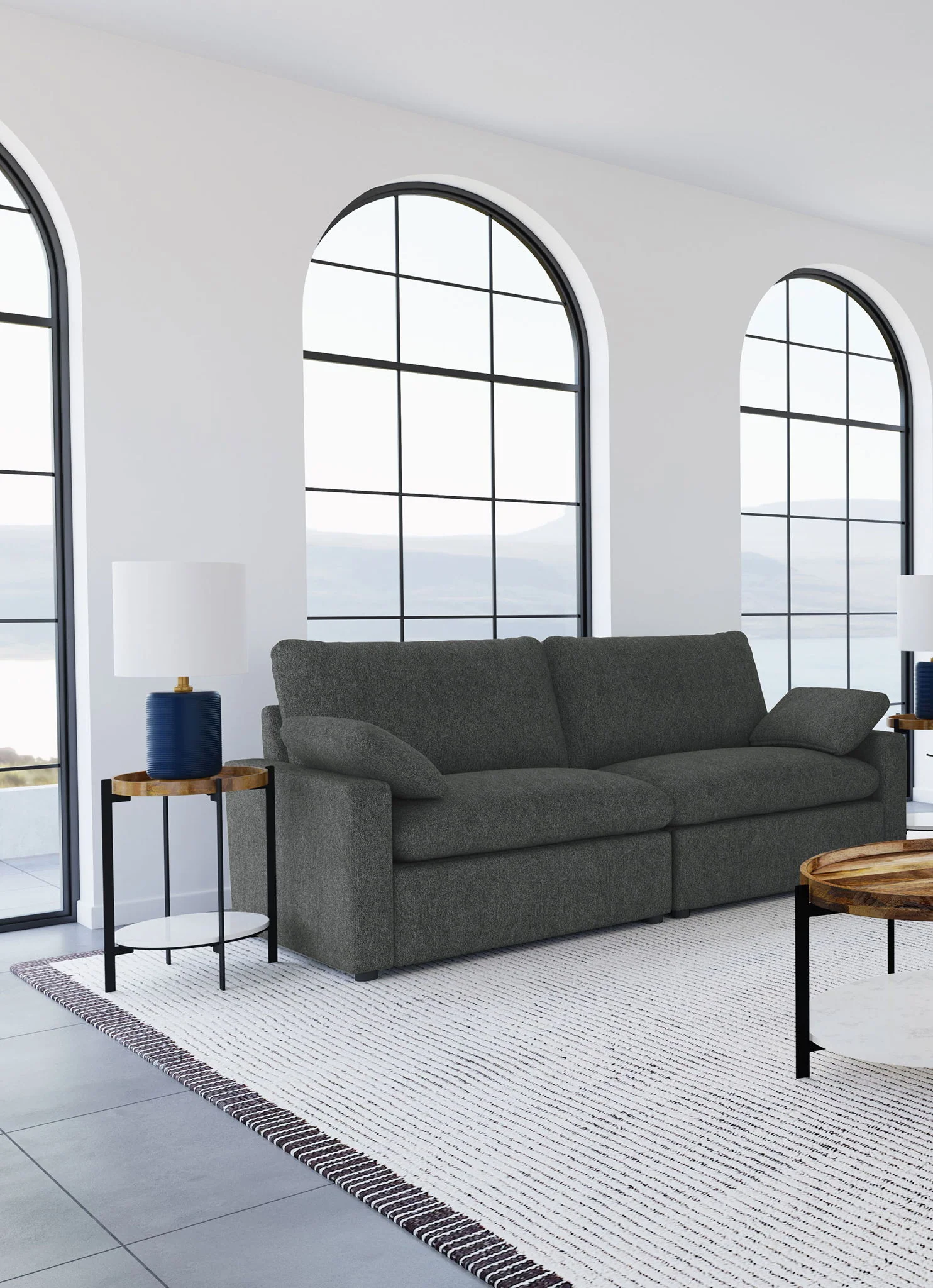 Collins Modular Power Loveseat Dark Grey - Image 3