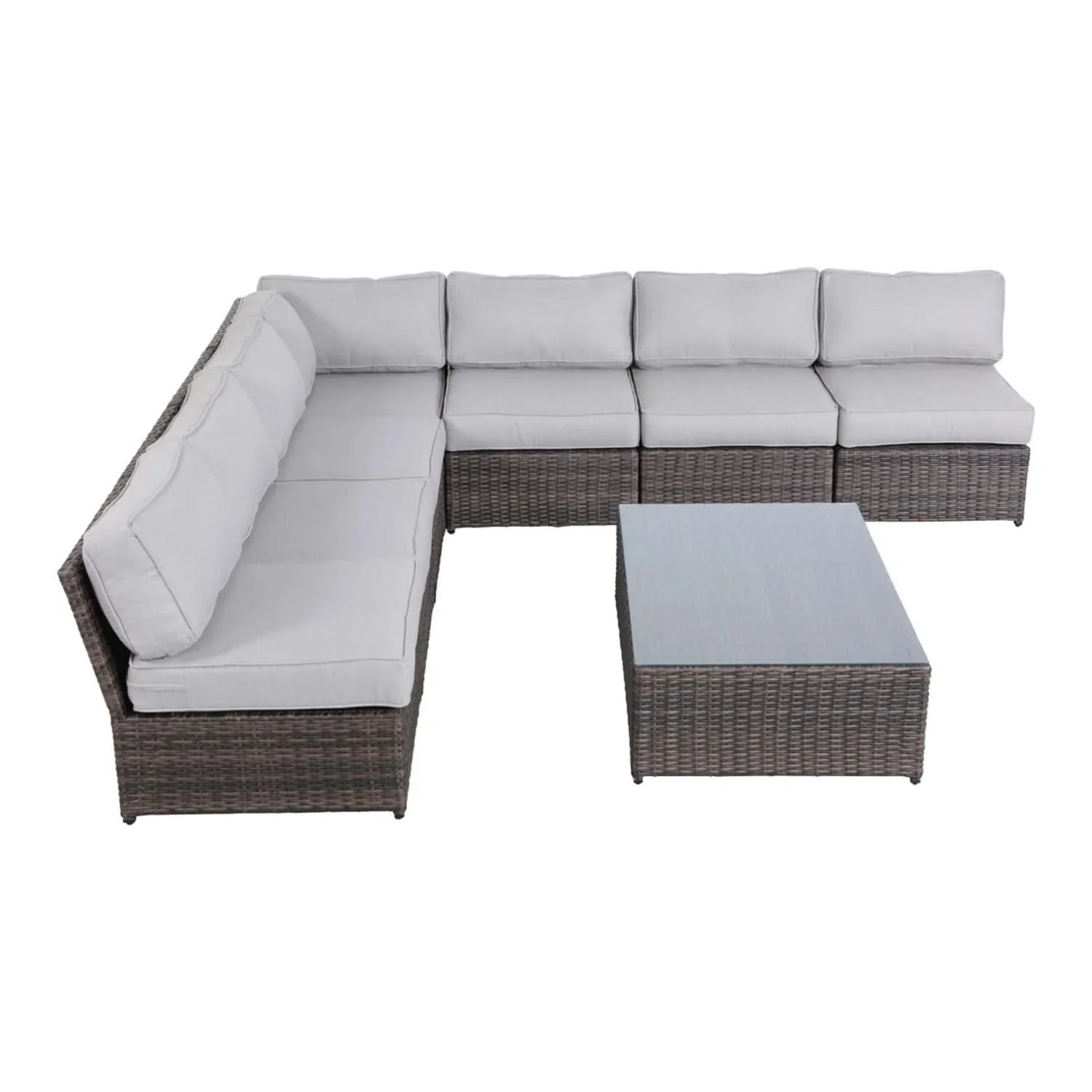 Comfortable Modern Patio Rattan Sectional Set With Cushions - Image 12